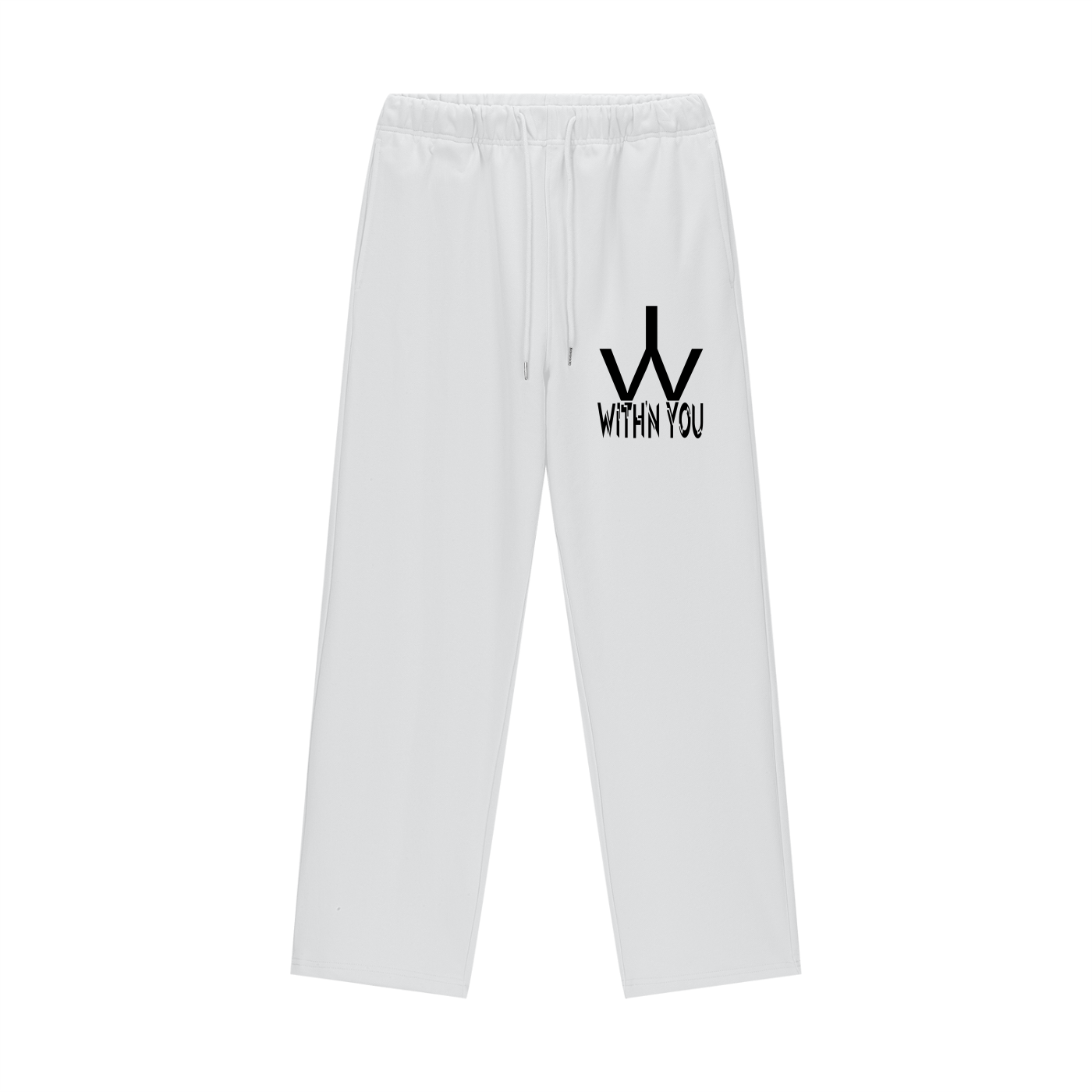 "WITH'N YOU" LOGO - WHITE - Heavyweight Fleece Straight Leg Pants