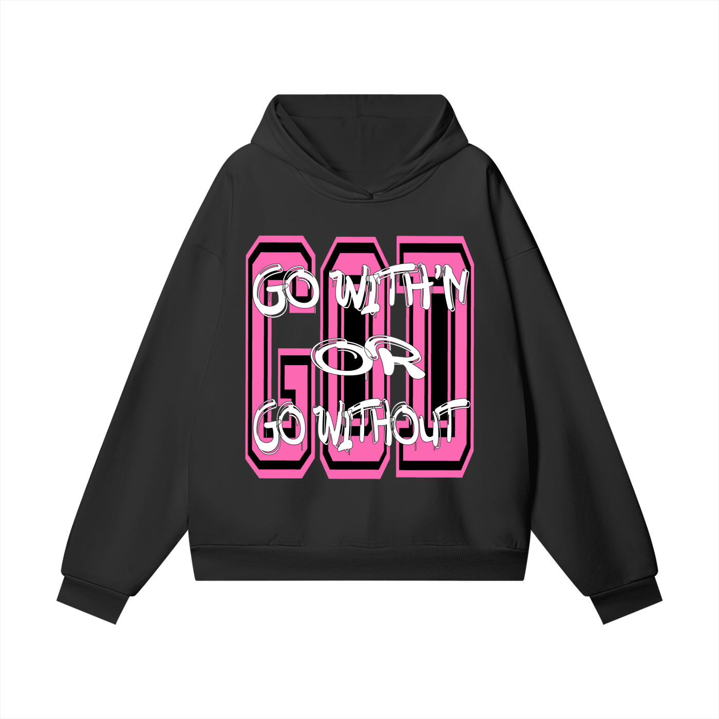 "GO WITH'N" - PINK - Heavyweight Hidden Pocket Fleece Hoodie