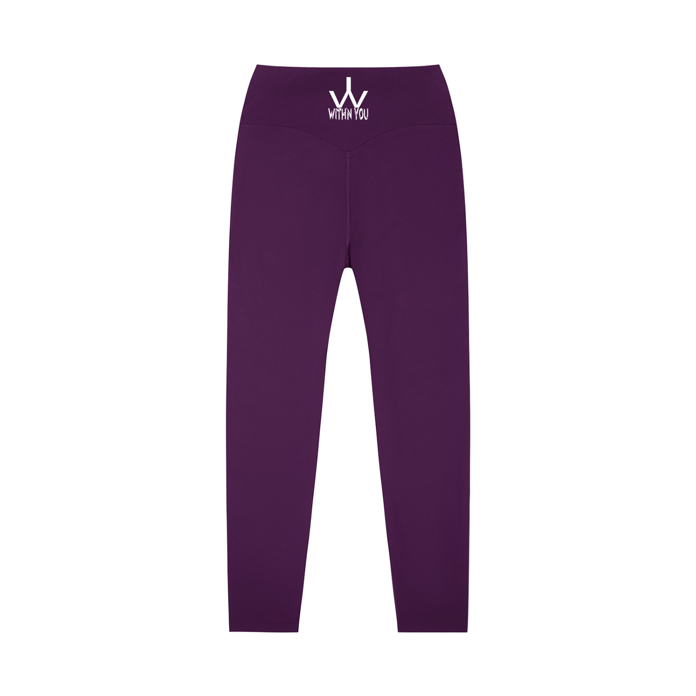 "WITH'N YOU" LOGO - WHITE - High-Waisted Yoga Leggings