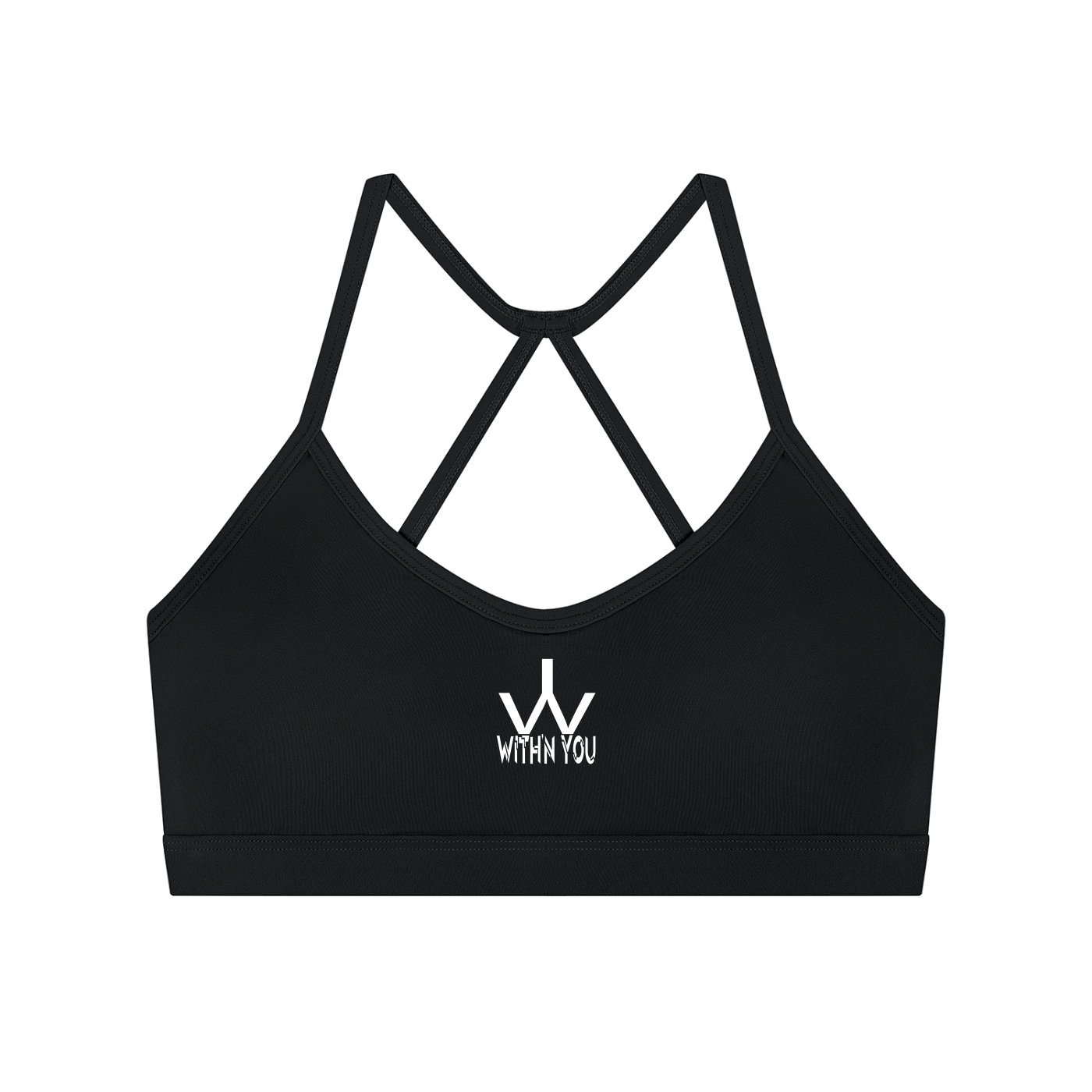 "WITH'N YOU" LOGO - WHITE - Women’s Tight Yoga Sports Bra