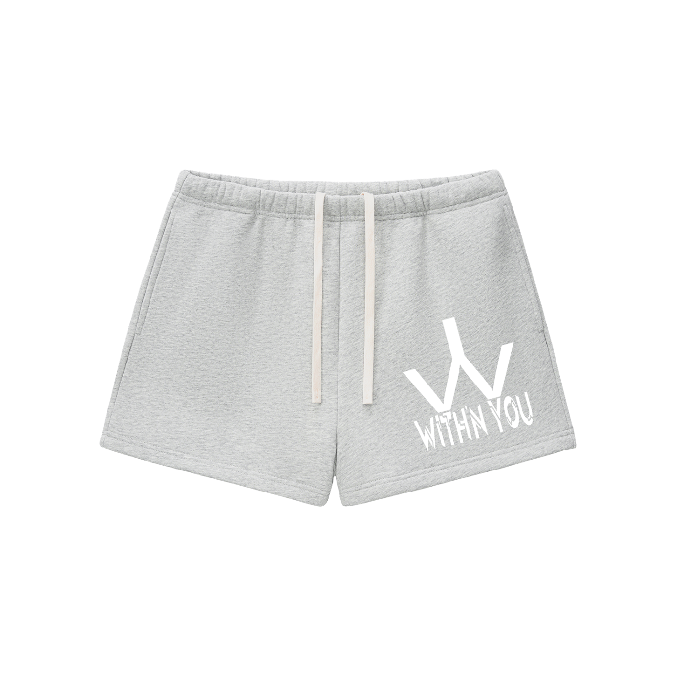 "WITH'N YOU" LOGO - WHITE - Women's Essential Fleece Drawstring Sweatshorts