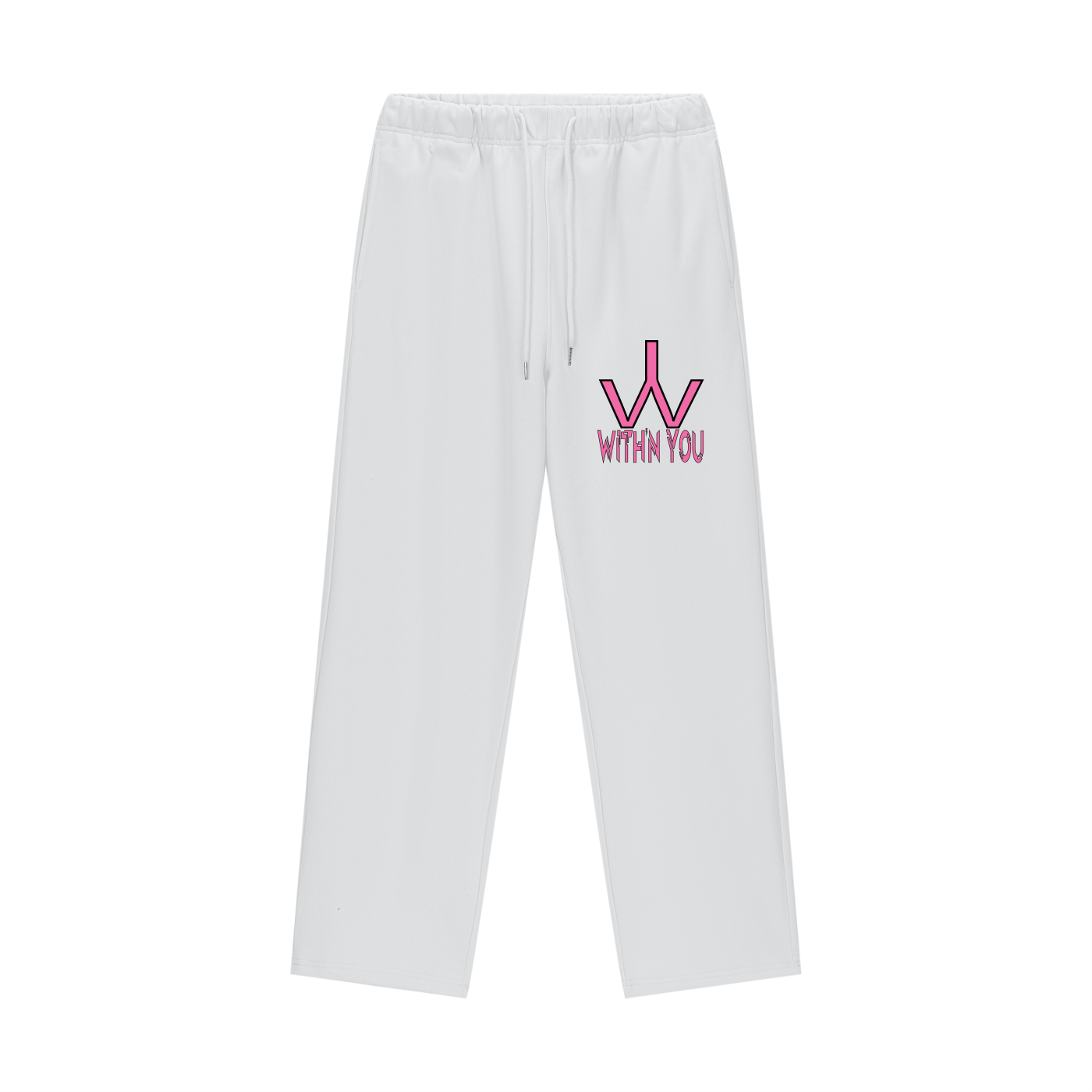 "WITH'N YOU" LOGO - BLACK/PINK - Heavyweight Fleece Straight Leg Pants