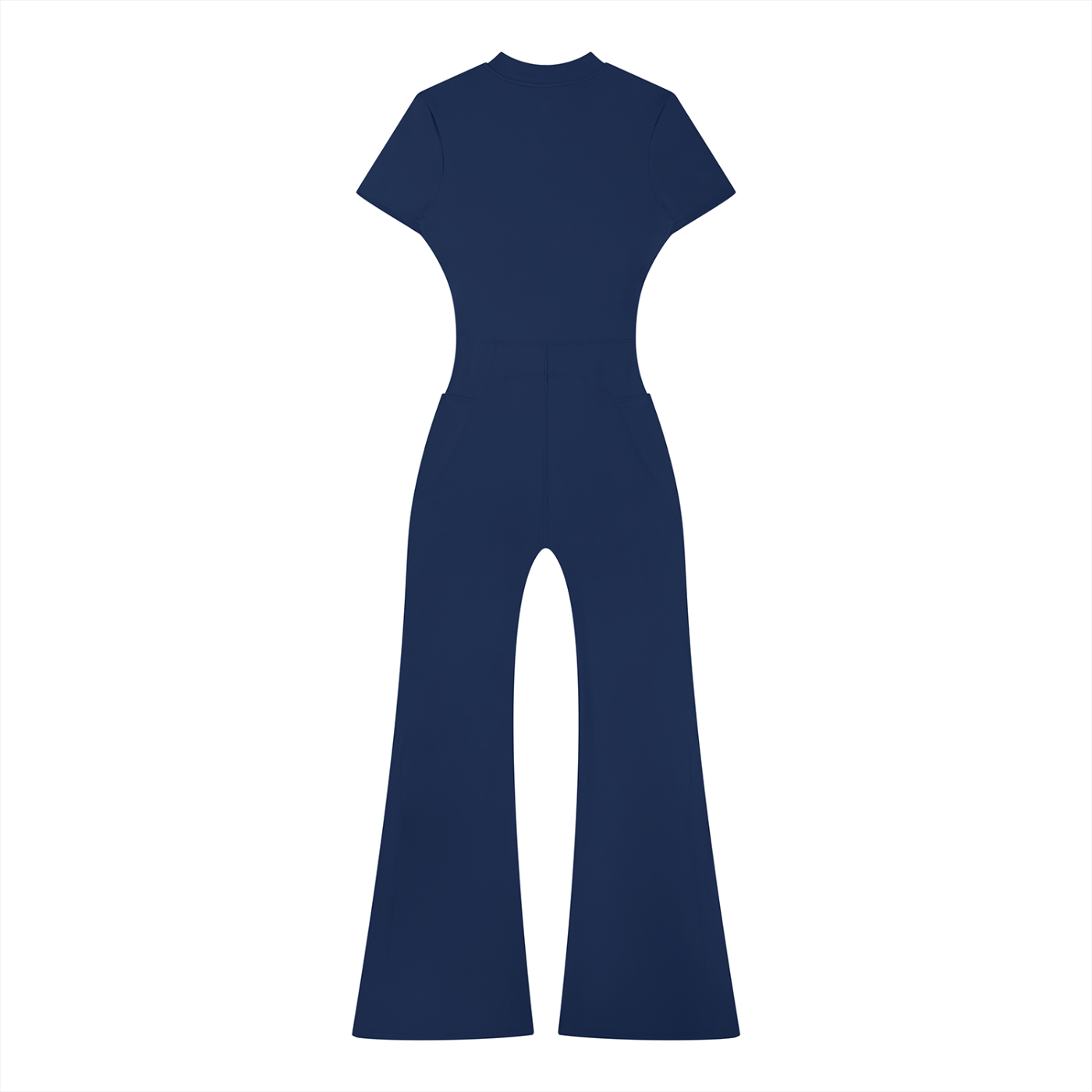 "WITH'N YOU" LOGO - WHITE - Women’s Tight Flared Leg Quarter-Zip Jumpsuit