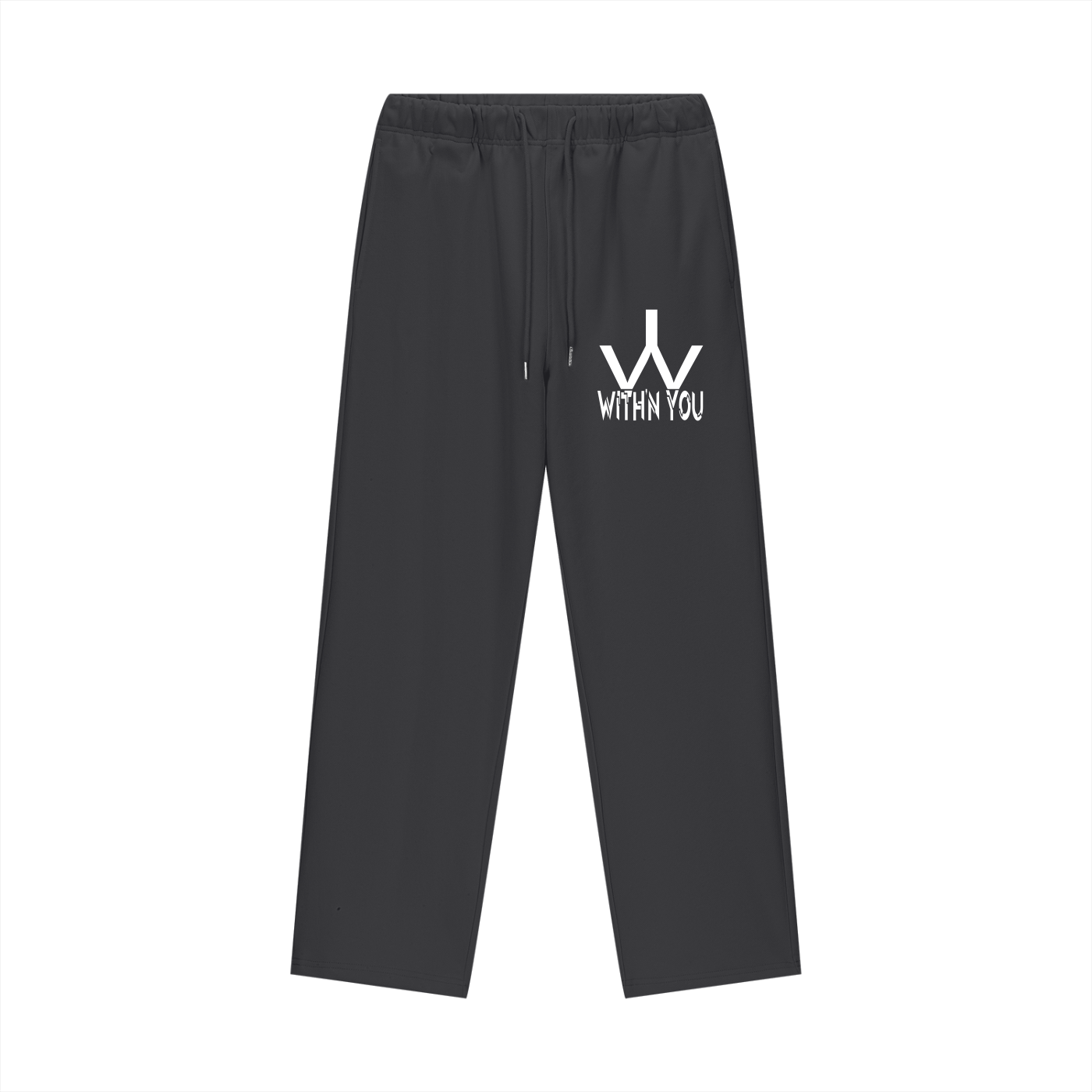 "WITH'N YOU" LOGO - WHITE - Heavyweight Fleece Straight Leg Pants