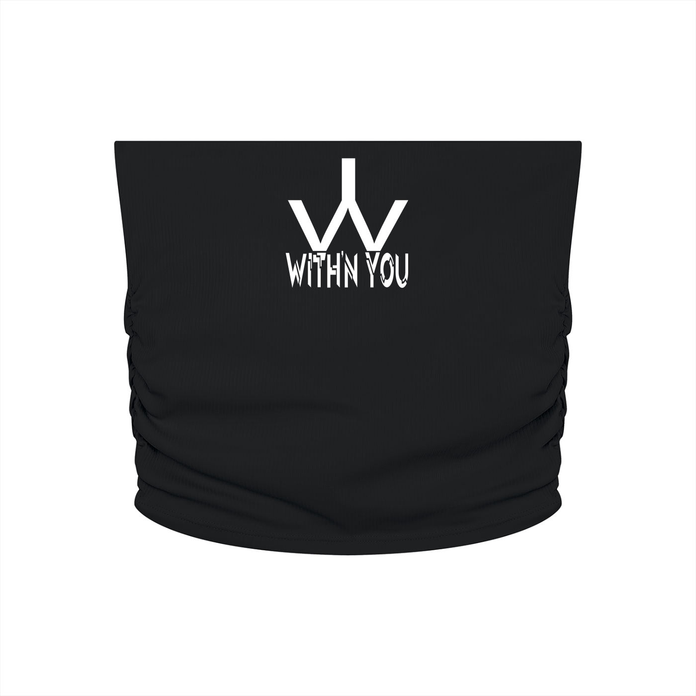 "WITH'N YOU" LOGO - WHITE - Women’s Ruched Cropped Yoga Tube Top