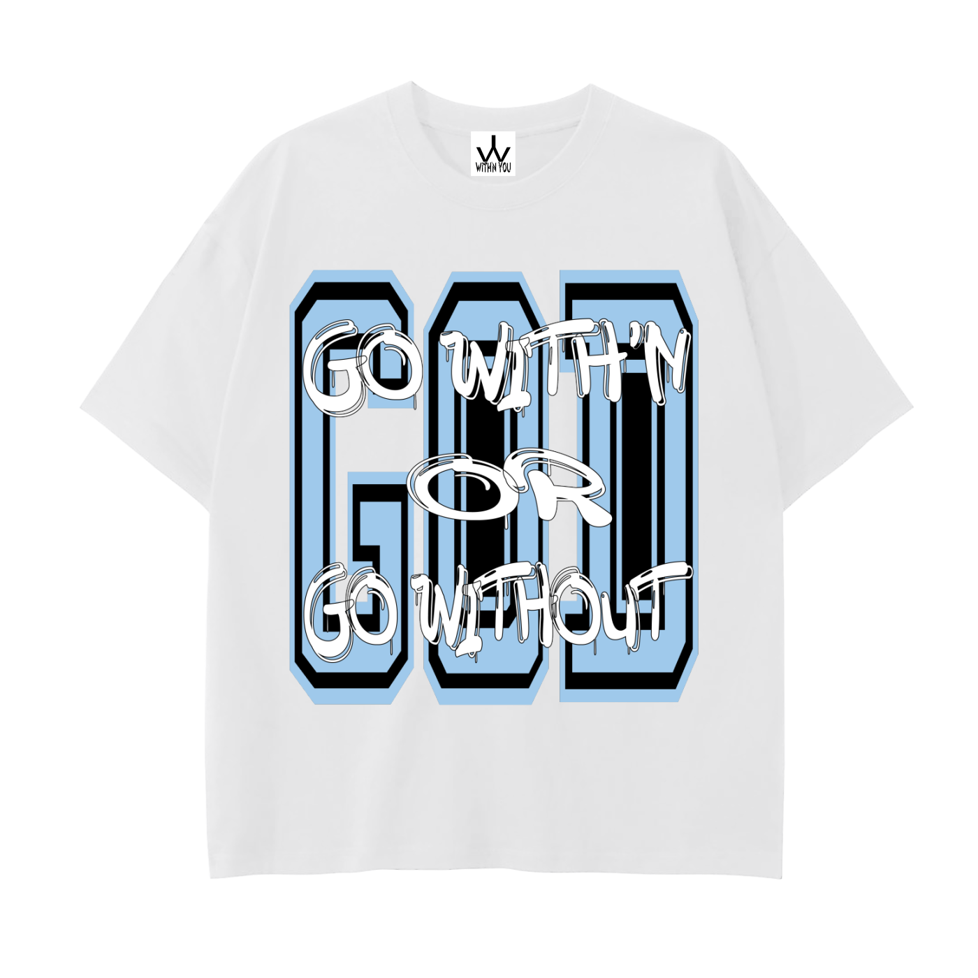"GO WITH'N" - CAROLINA BLUE - Drop Shoulder Cotton T-Shirt