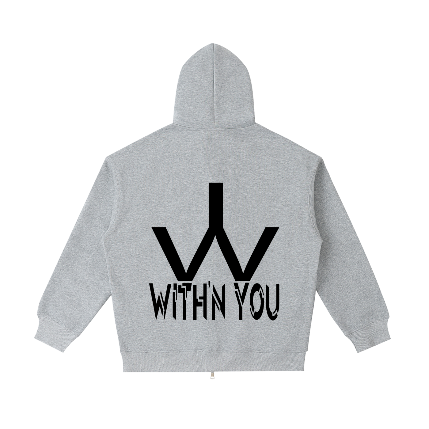"WITH'N YOU" LOGO - BLACK - Essential Heavyweight Pocket Hoodie