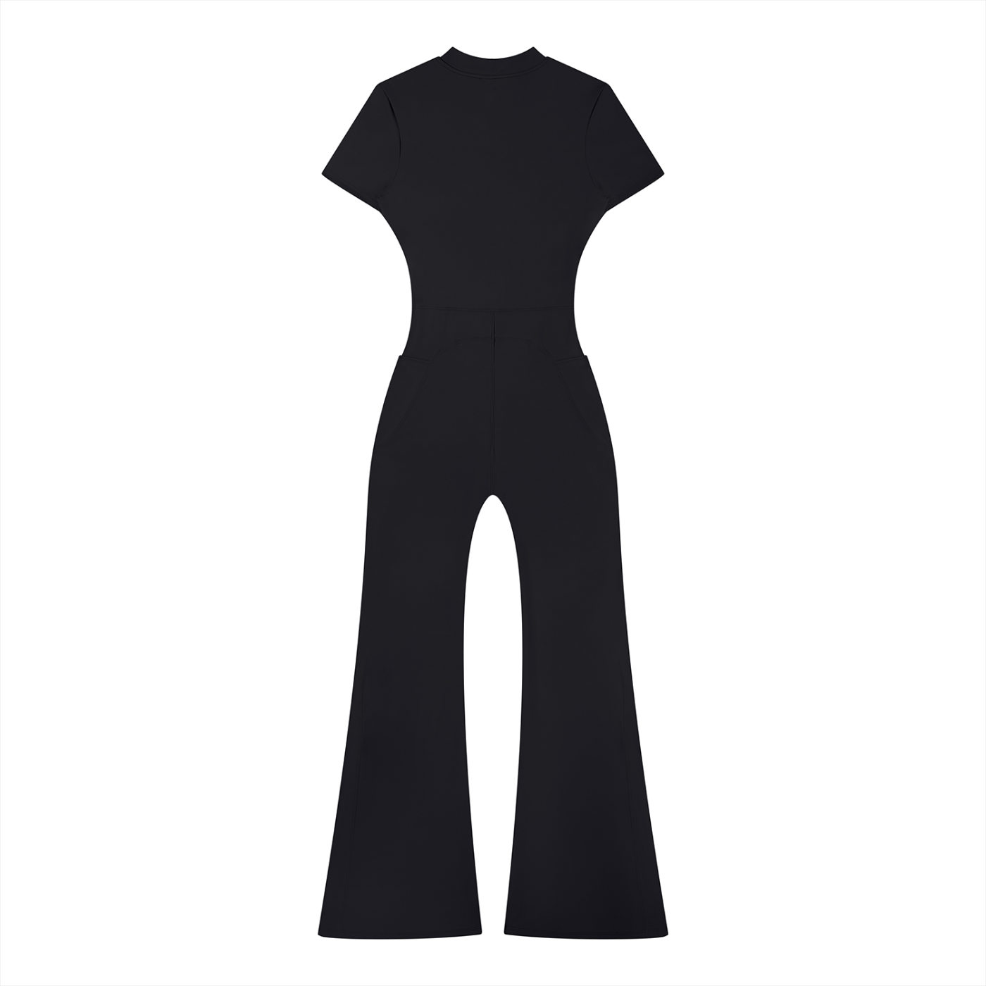 "WITH'N YOU" LOGO - WHITE - Women’s Tight Flared Leg Quarter-Zip Jumpsuit