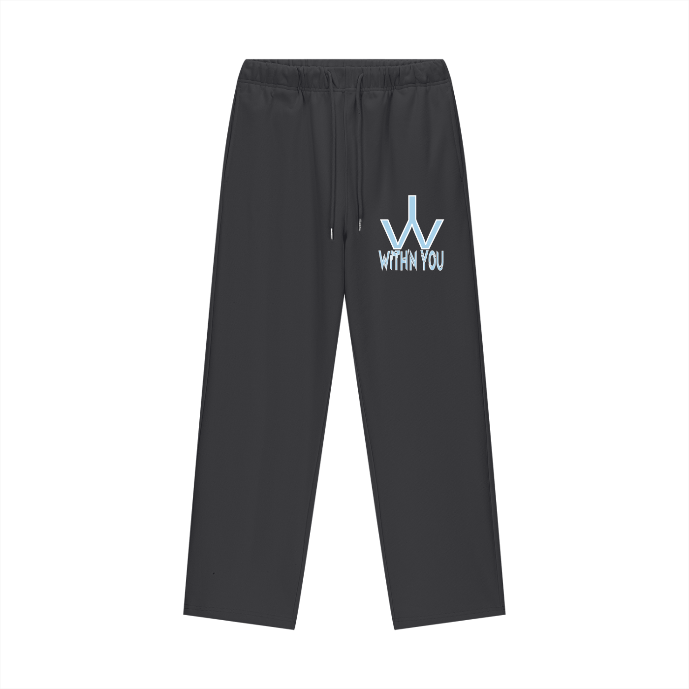 "WITH'N YOU" LOGO - WHITE/CAROLINA BLUE - Heavyweight Fleece Straight Leg Pants