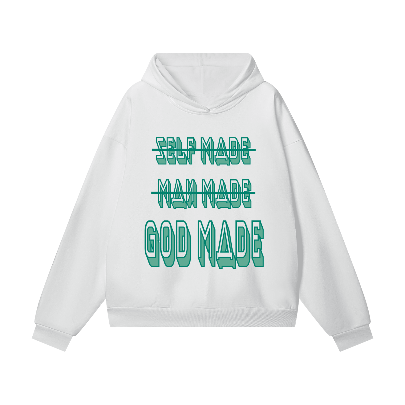 "GOD MADE" - TEAL - Heavyweight Hidden Pocket Fleece Hoodie