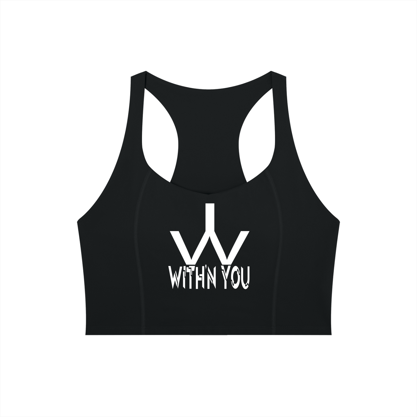 "WITH'N YOU" LOGO - WHITE - Women’s Tight Paneling Yoga Tank Top