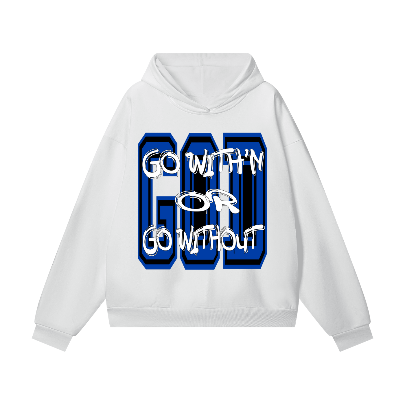 "GO WITH'N" - BLUE - Heavyweight Hidden Pocket Fleece Hoodie