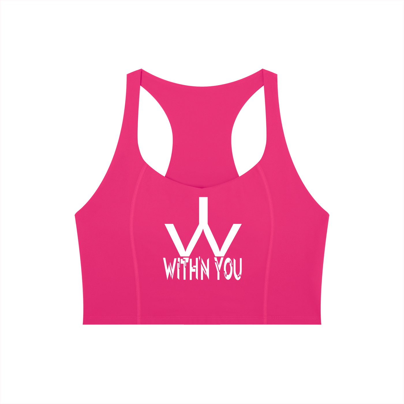 "WITH'N YOU" LOGO - WHITE - Women’s Tight Paneling Yoga Tank Top