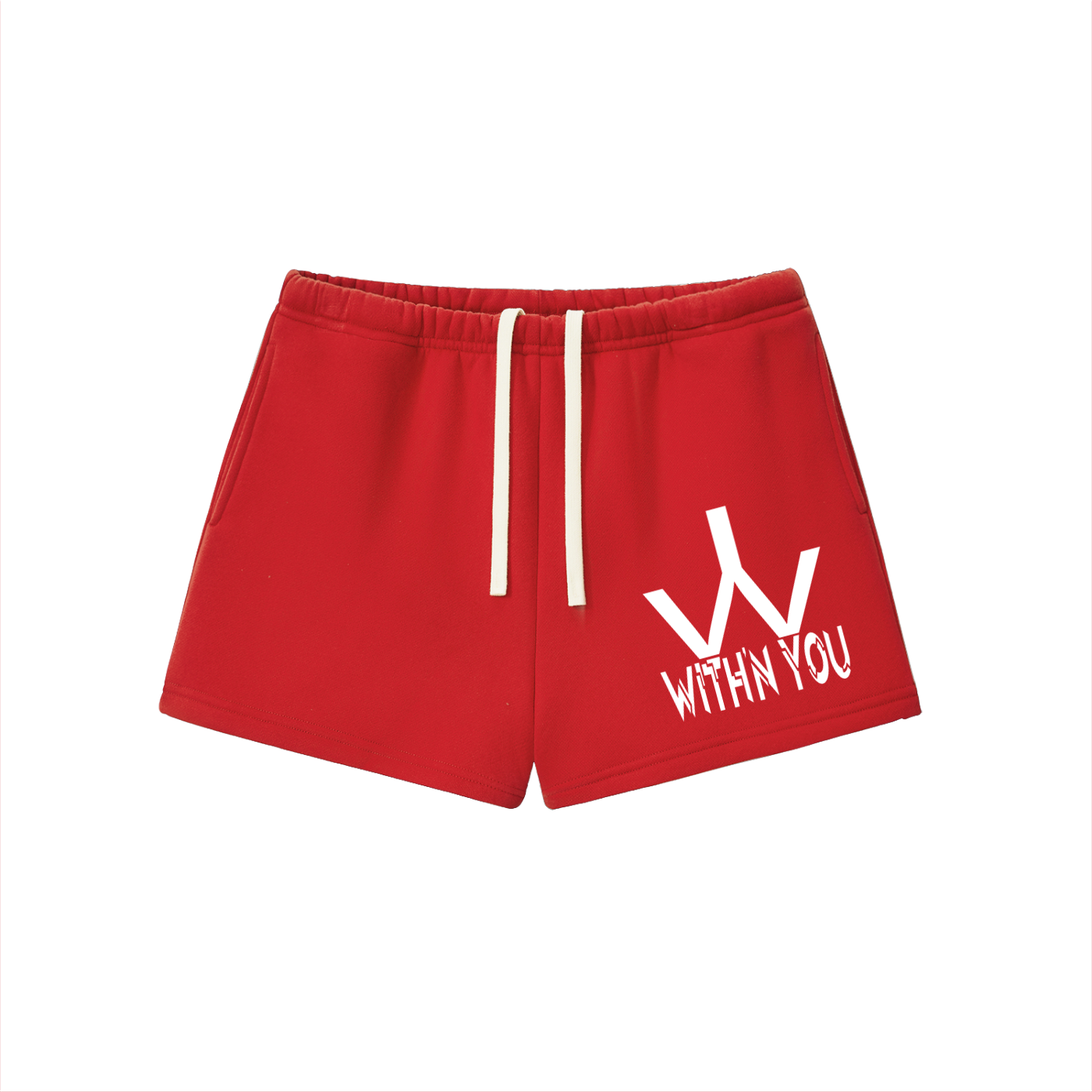 "WITH'N YOU" LOGO - WHITE - Women's Essential Fleece Drawstring Sweatshorts