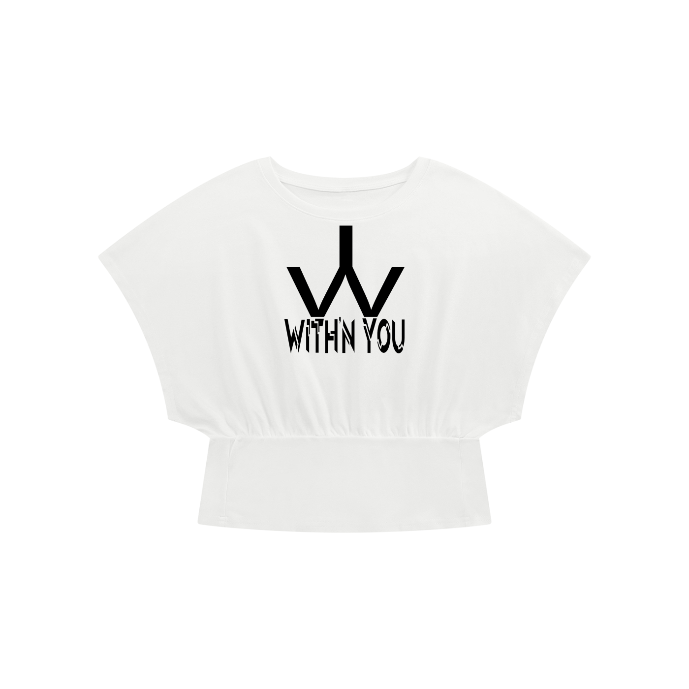 "WITH'N YOU" LOGO - BLACK - Women’s Crop Dolman T-Shirt