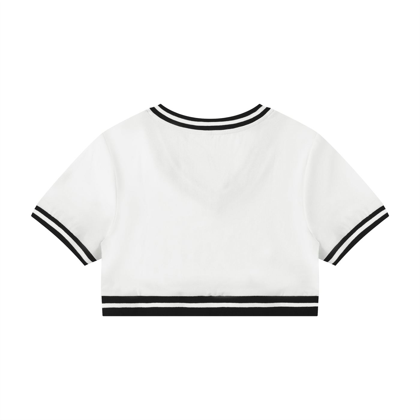 "WITH'N YOU" LOGO - WHITE - Women's Color Block V-Neck Crop T-Shirt