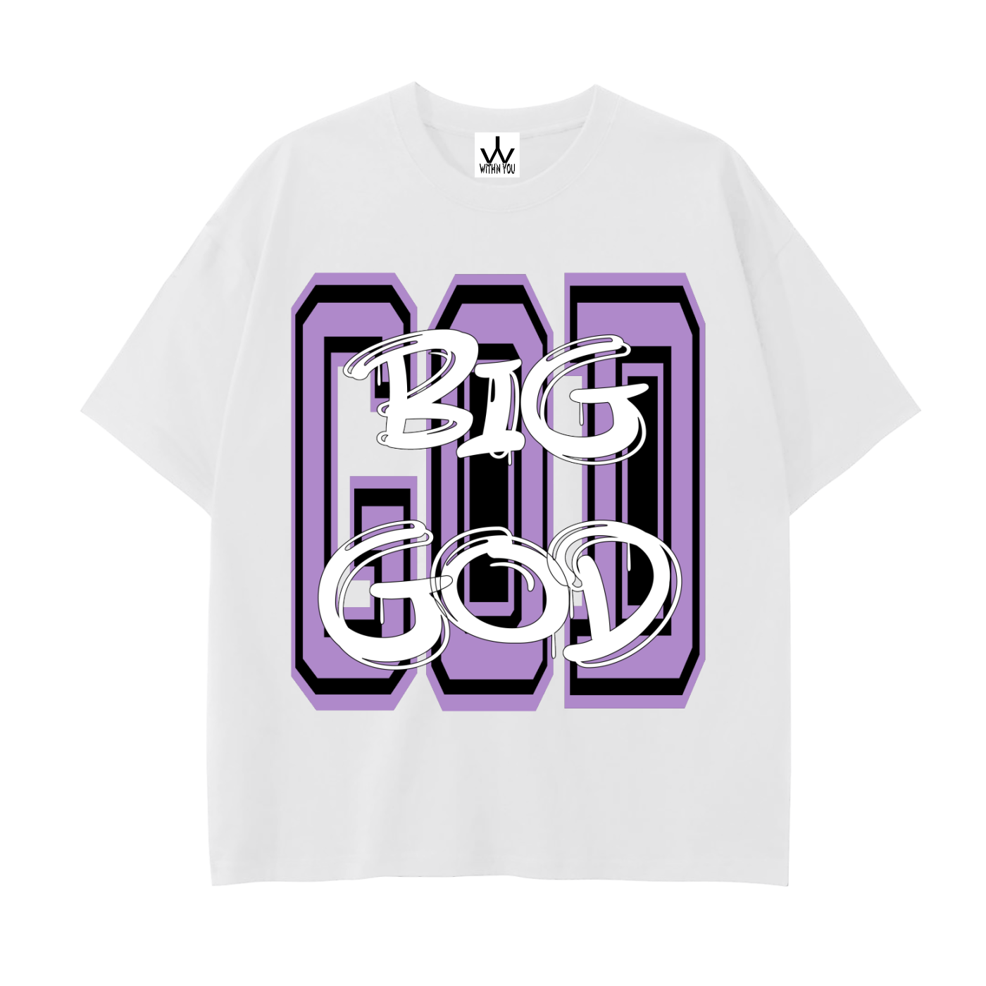"BIG GOD" - PURPLE - Drop Shoulder Cotton T-Shirt
