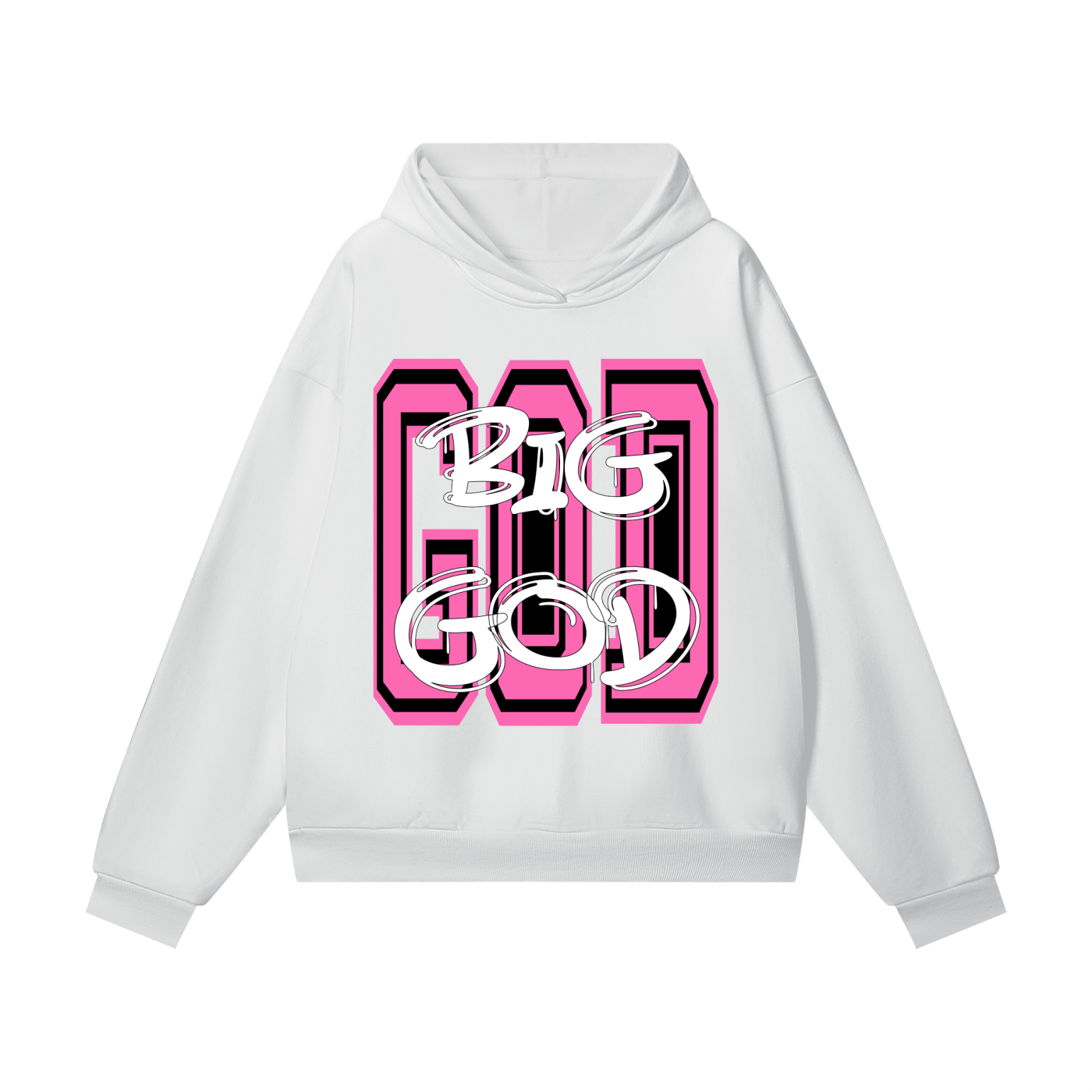 "BIG GOD" - PINK - Heavyweight Hidden Pocket Fleece Hoodie
