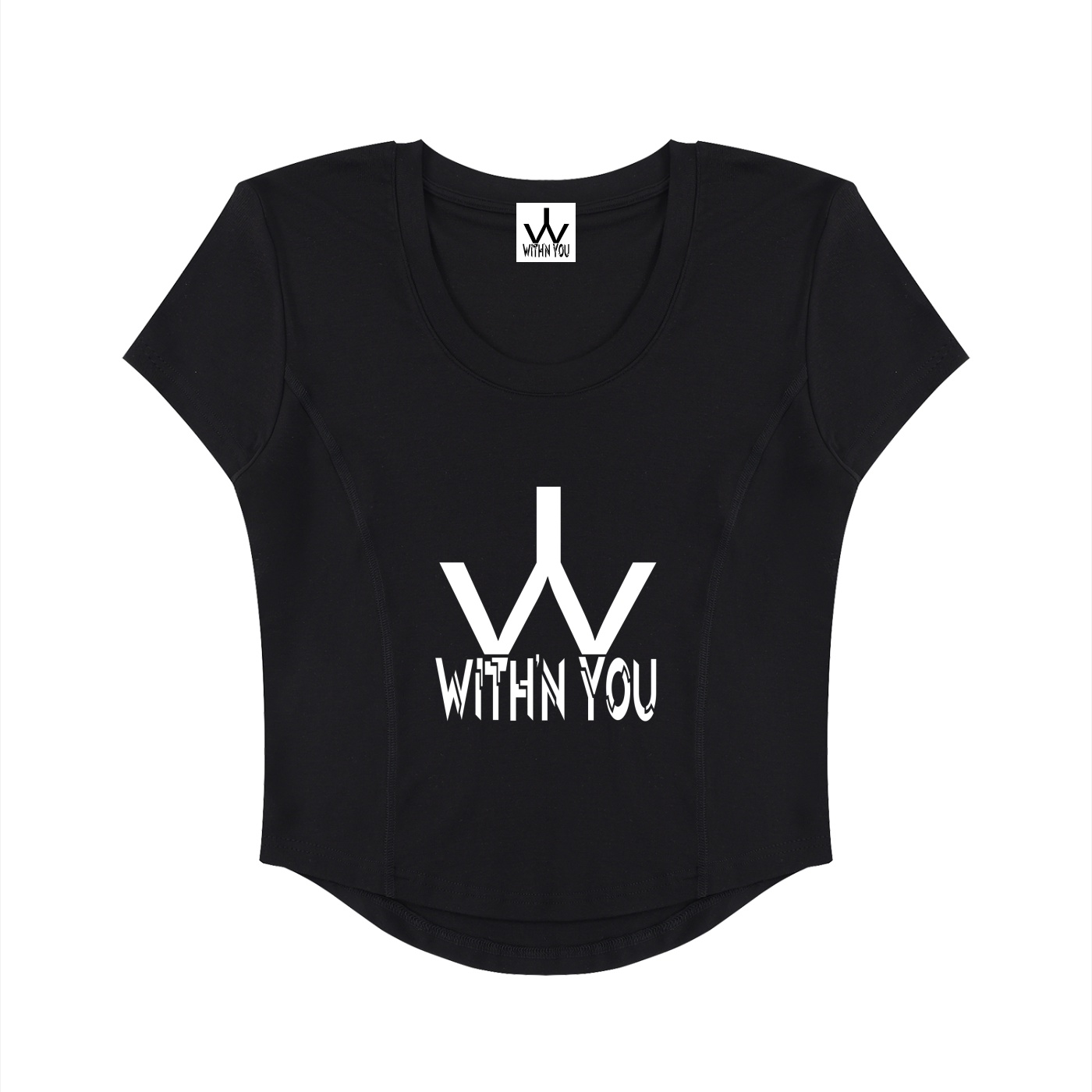 "WITH'N YOU" LOGO - WHITE - Women's Paneled Crop T-Shirt