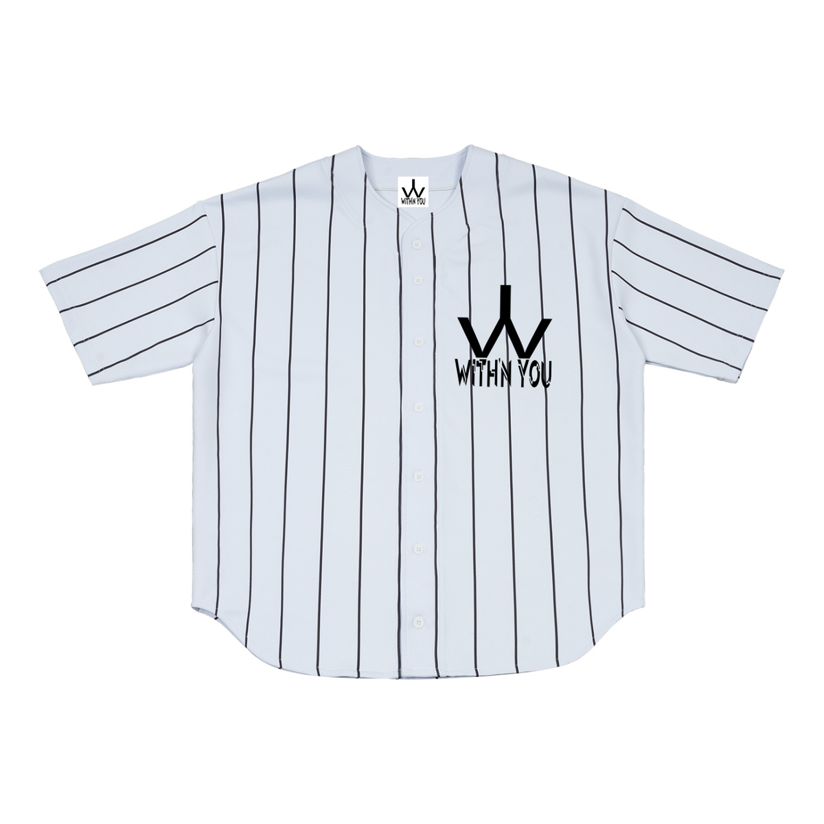 "WITH YOU" LOGO - WHITE - Pinstripe Baseball Jersey