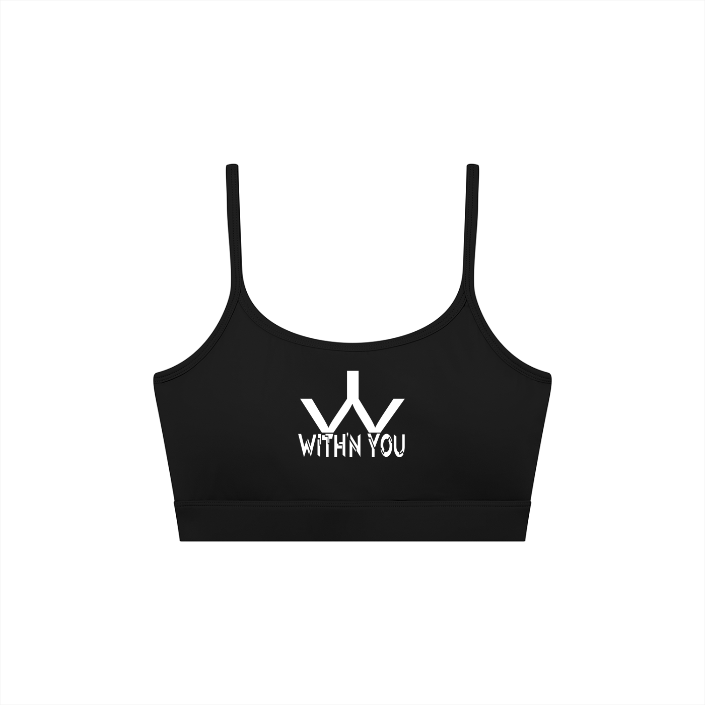 "WITH'N YOU" LOGO - WHITE - Women's Solid U-Neck Sports Bra