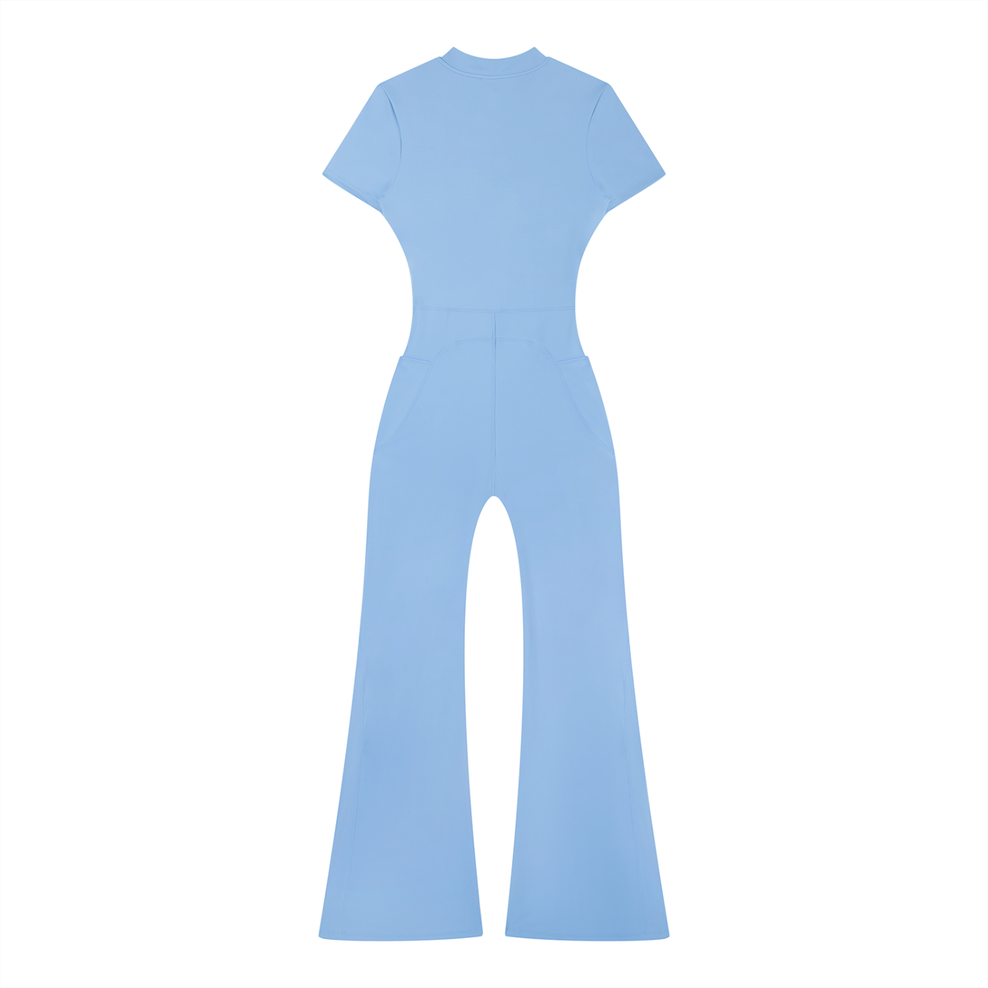 "WITH'N YOU" LOGO - WHITE - Women’s Tight Flared Leg Quarter-Zip Jumpsuit