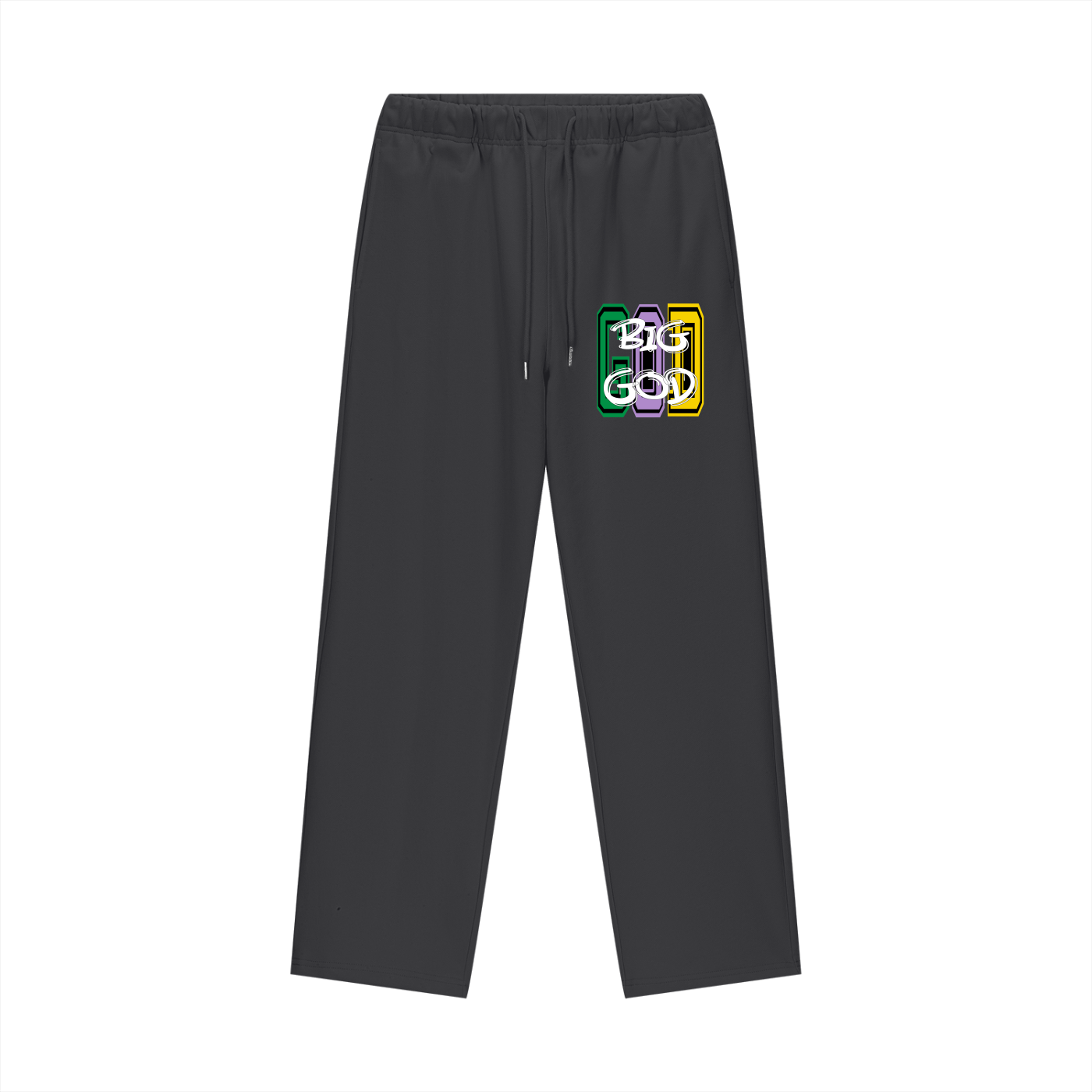 "BIG GOD" - MARDI GRAS - Heavyweight Fleece Straight Leg Pants