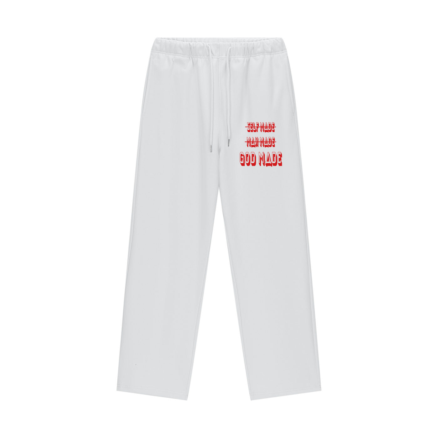 "GOD MADE" - RED - Heavyweight Fleece Straight Leg Pants