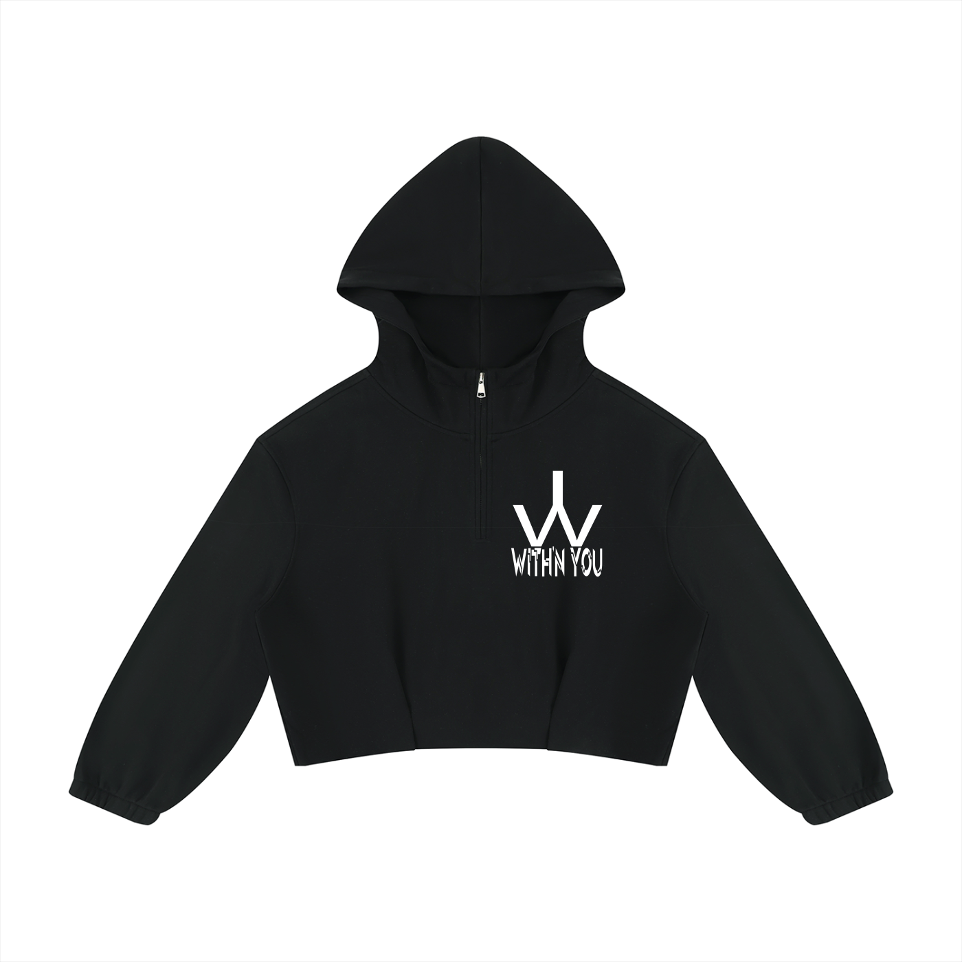 "WITH'N YOU" LOGO - WHITE - Women’s Boxy Quarter-Zip Hoodie