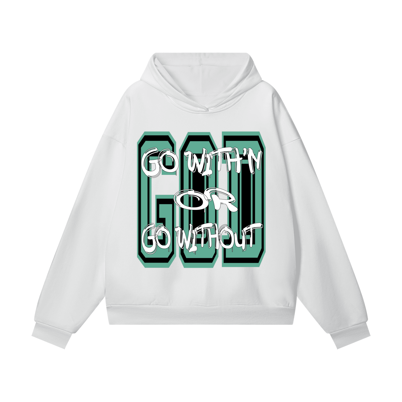 "GO WITH'N" - TEAL - Heavyweight Hidden Pocket Fleece Hoodie