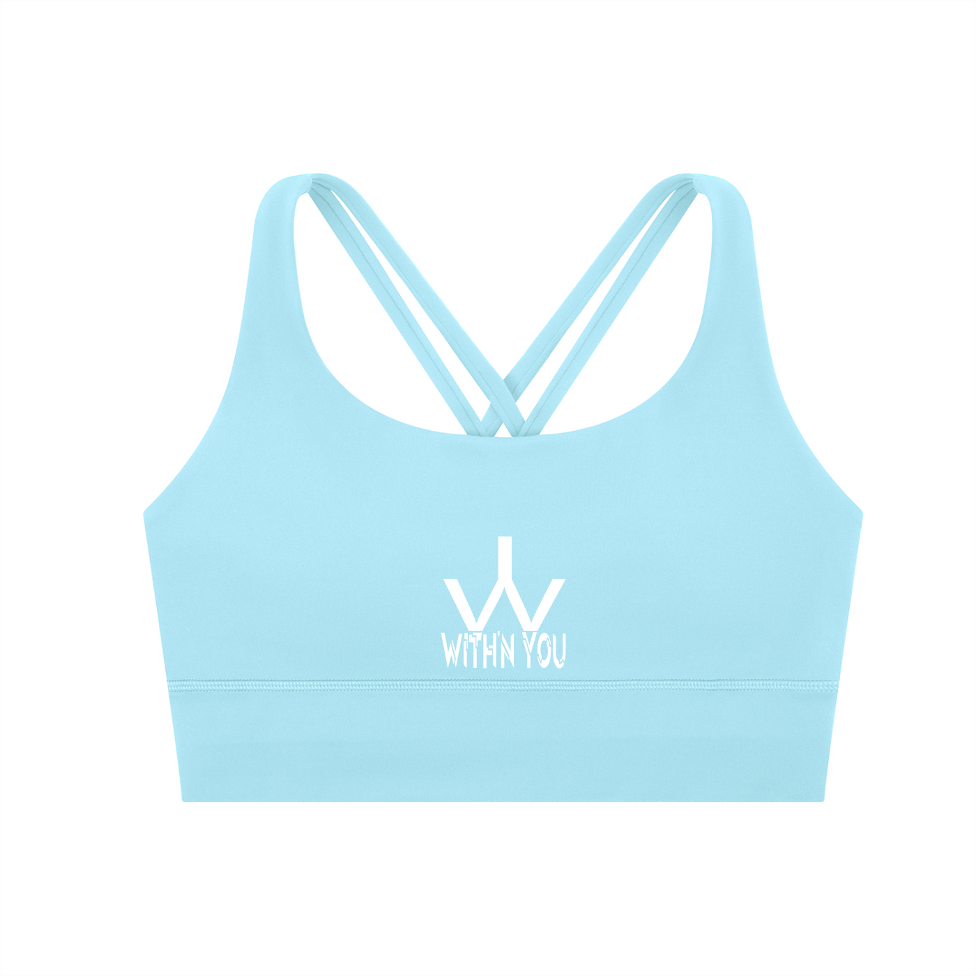 "WITH'N YOU" LOGO - WHITE - Strappy Criss-Cross Sports Bra