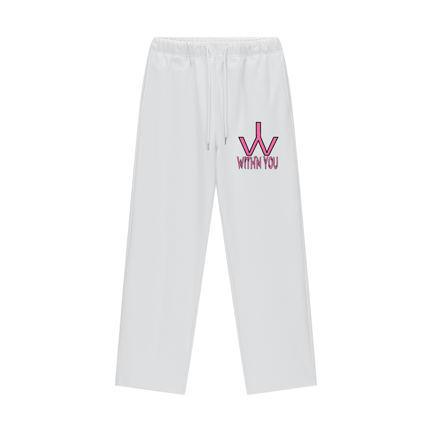"WITH'N YOU" LOGO - BLACK/PINK - Heavyweight Fleece Straight Leg Pants