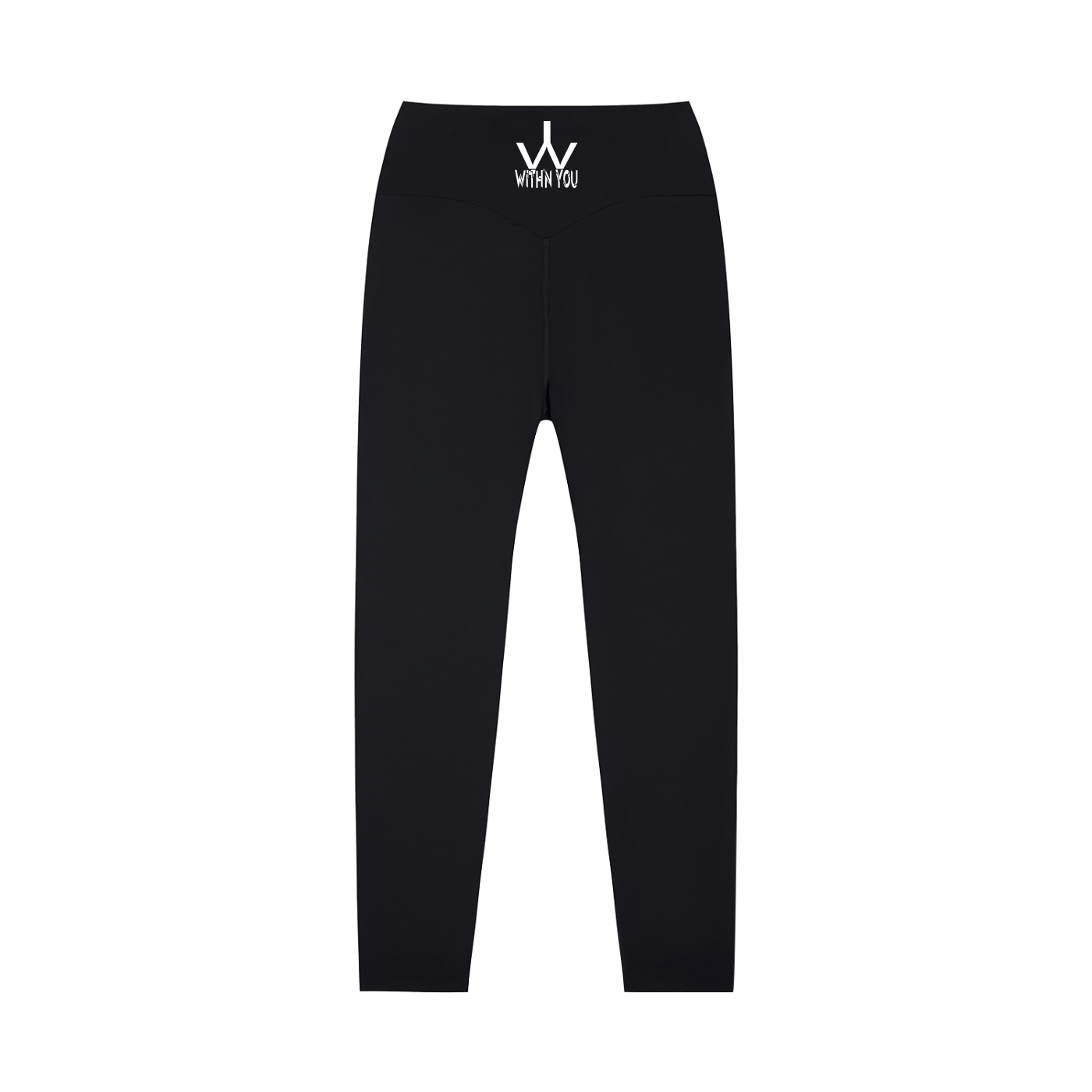 "WITH'N YOU" LOGO - WHITE - High-Waisted Yoga Leggings