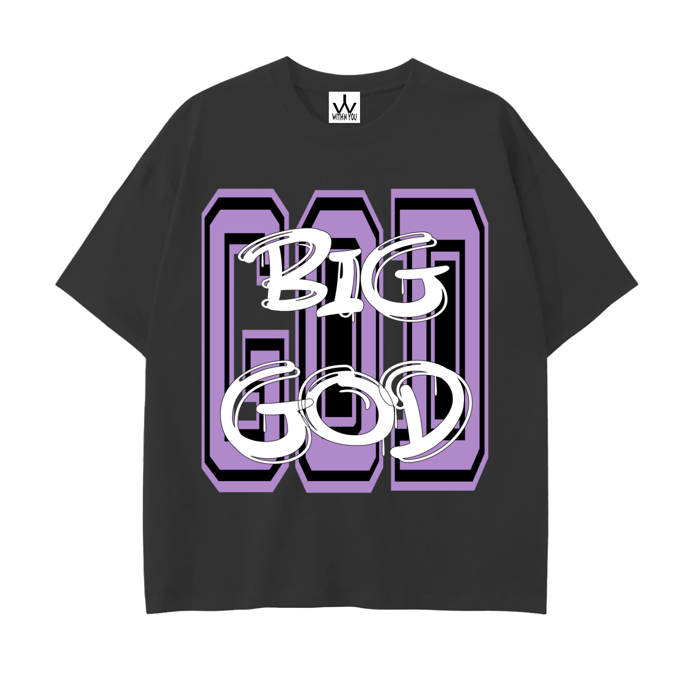 "BIG GOD" - PURPLE - Drop Shoulder Cotton T-Shirt