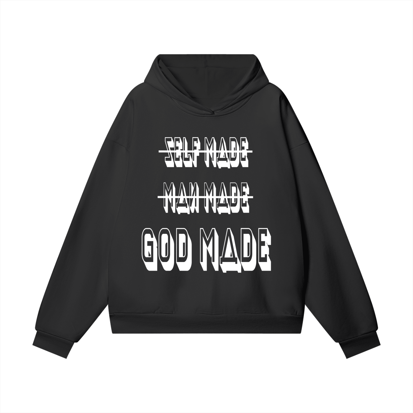 "GOD MADE" - WHITE - Heavyweight Hidden Pocket Fleece Hoodie