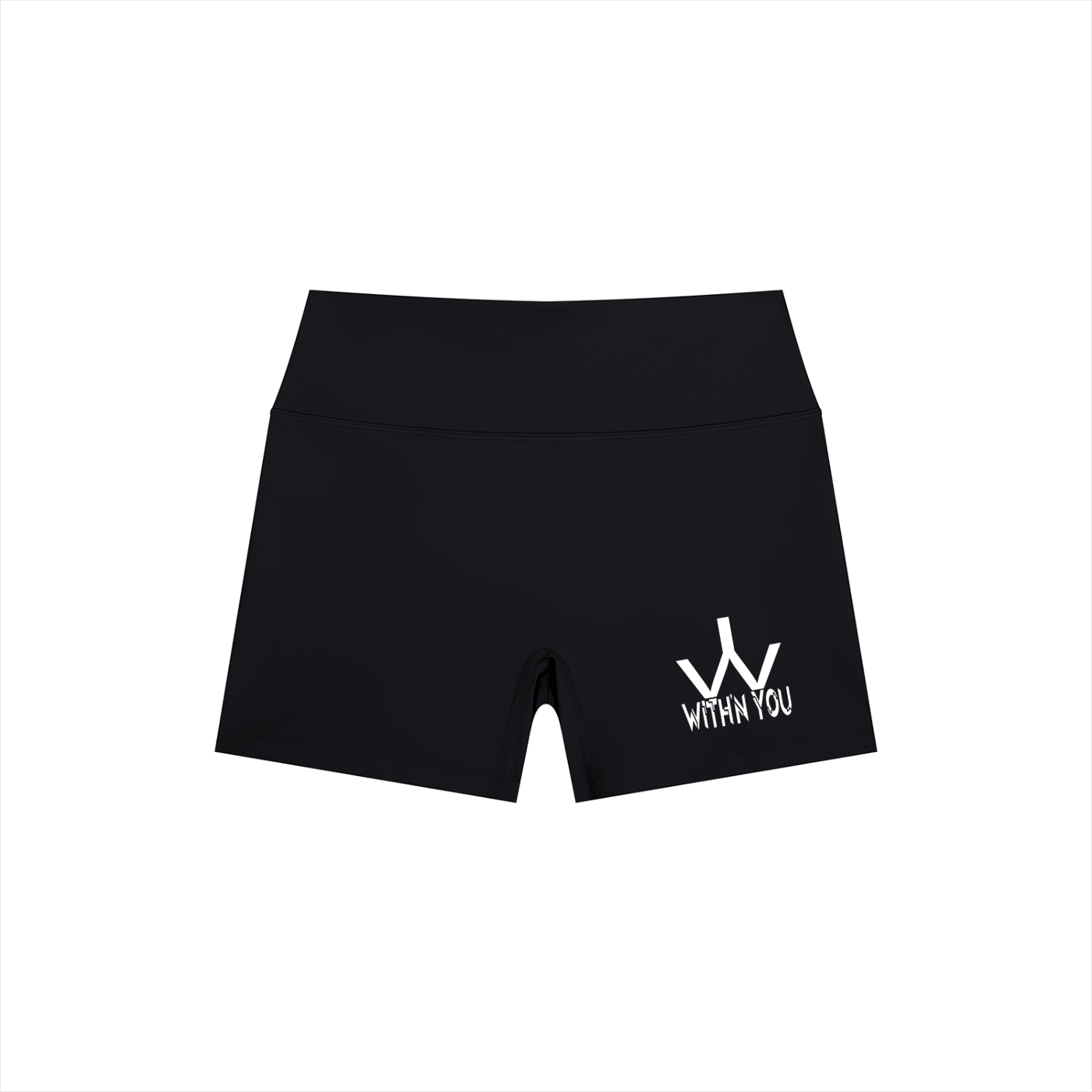 "WITH'N YOU" LOGO - WHITE - Women’s High Rise Yoga Shorts