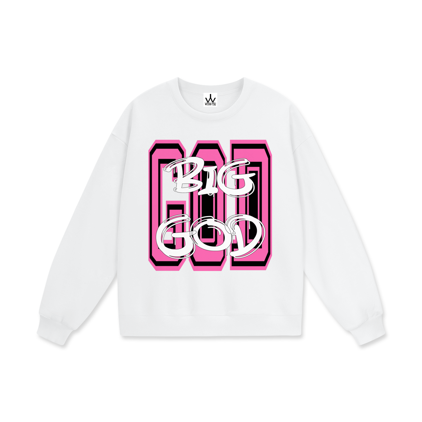 "BIG GOD" - PINK - Heavyweight Drop Shoulder Sweatshirt