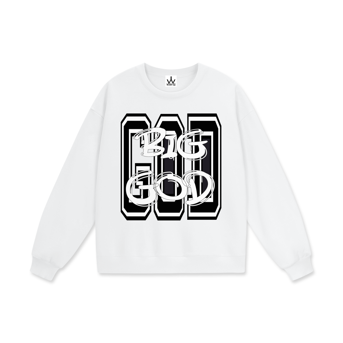 "BIG GOD" - BLACK - Heavyweight Drop Shoulder Sweatshirt