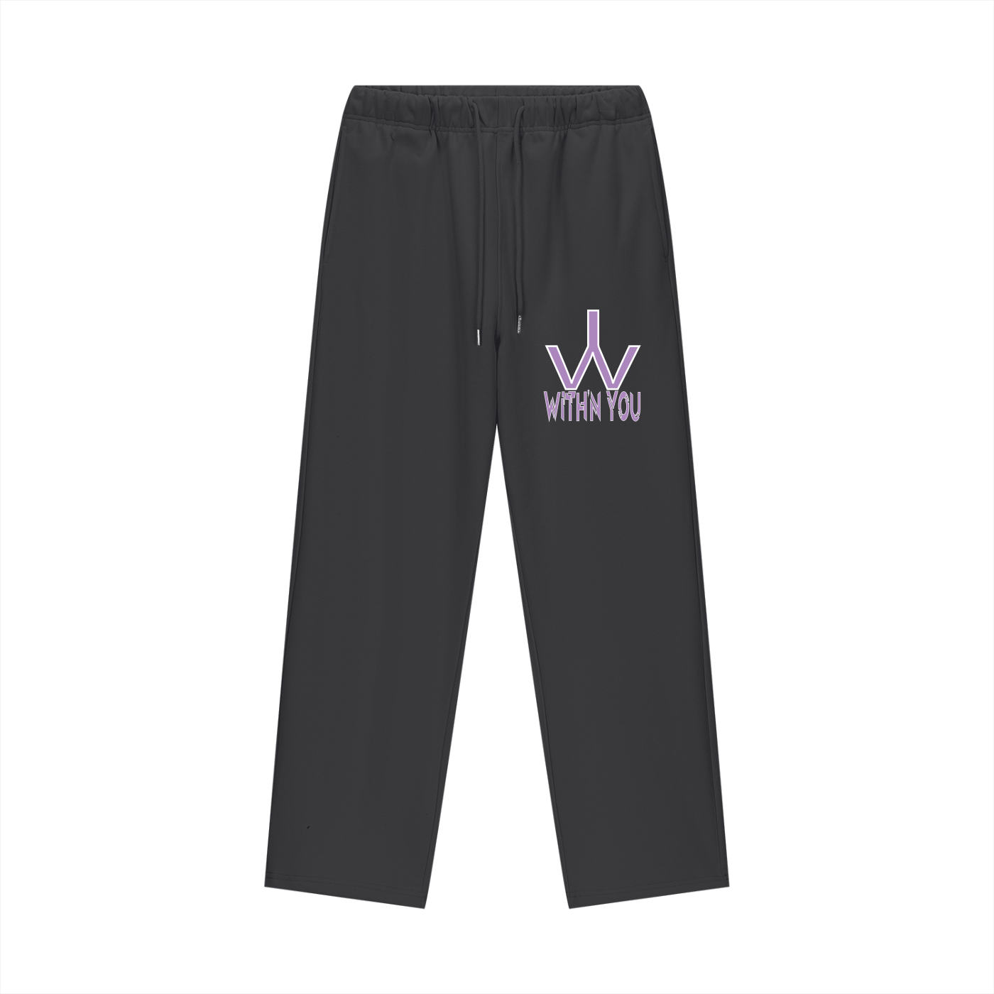 "WITH'N YOU" LOGO - WHITE/PURPLE - Heavyweight Fleece Straight Leg Pants