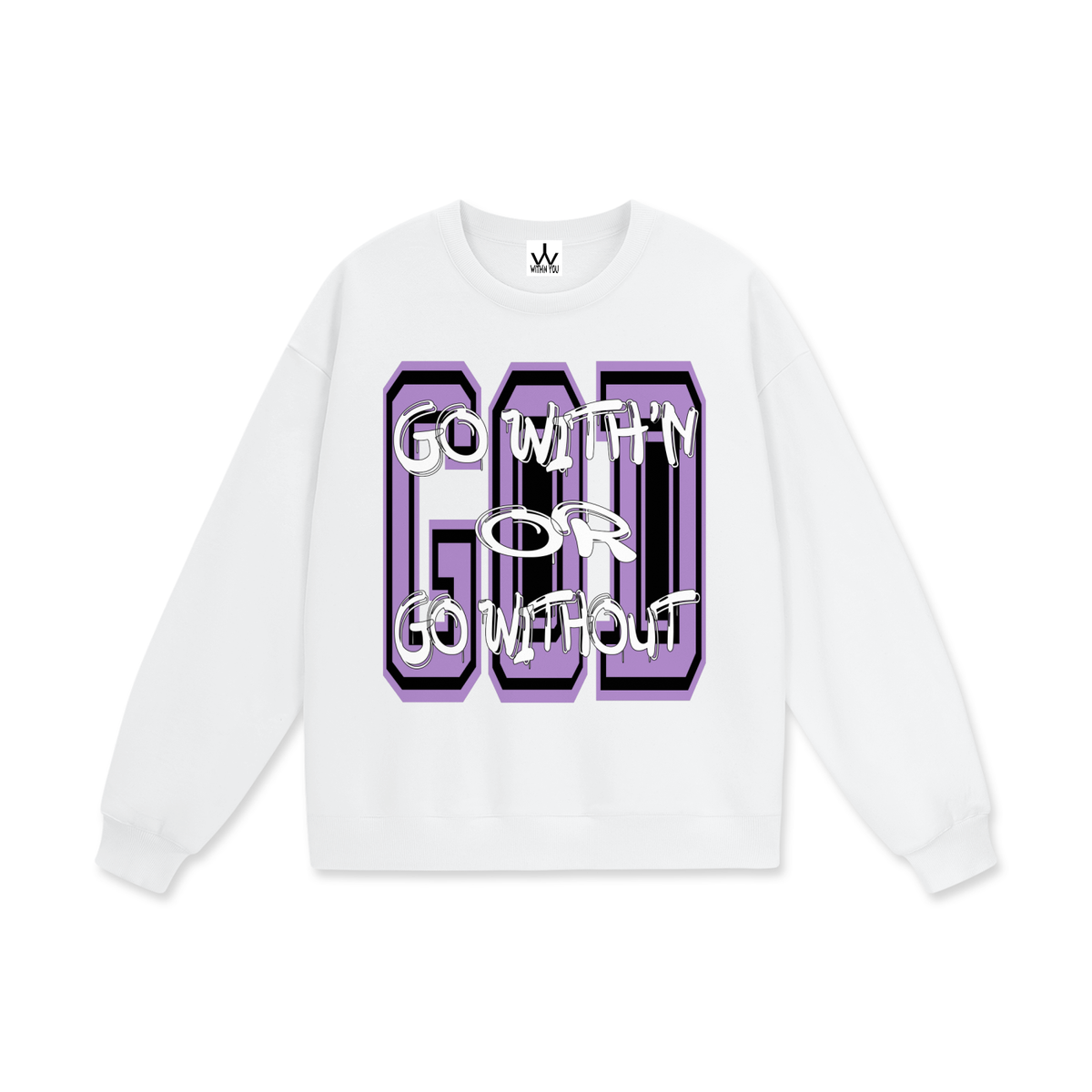 "GO WITH'N" - PURPLE -  Heavyweight Drop Shoulder Sweatshirt