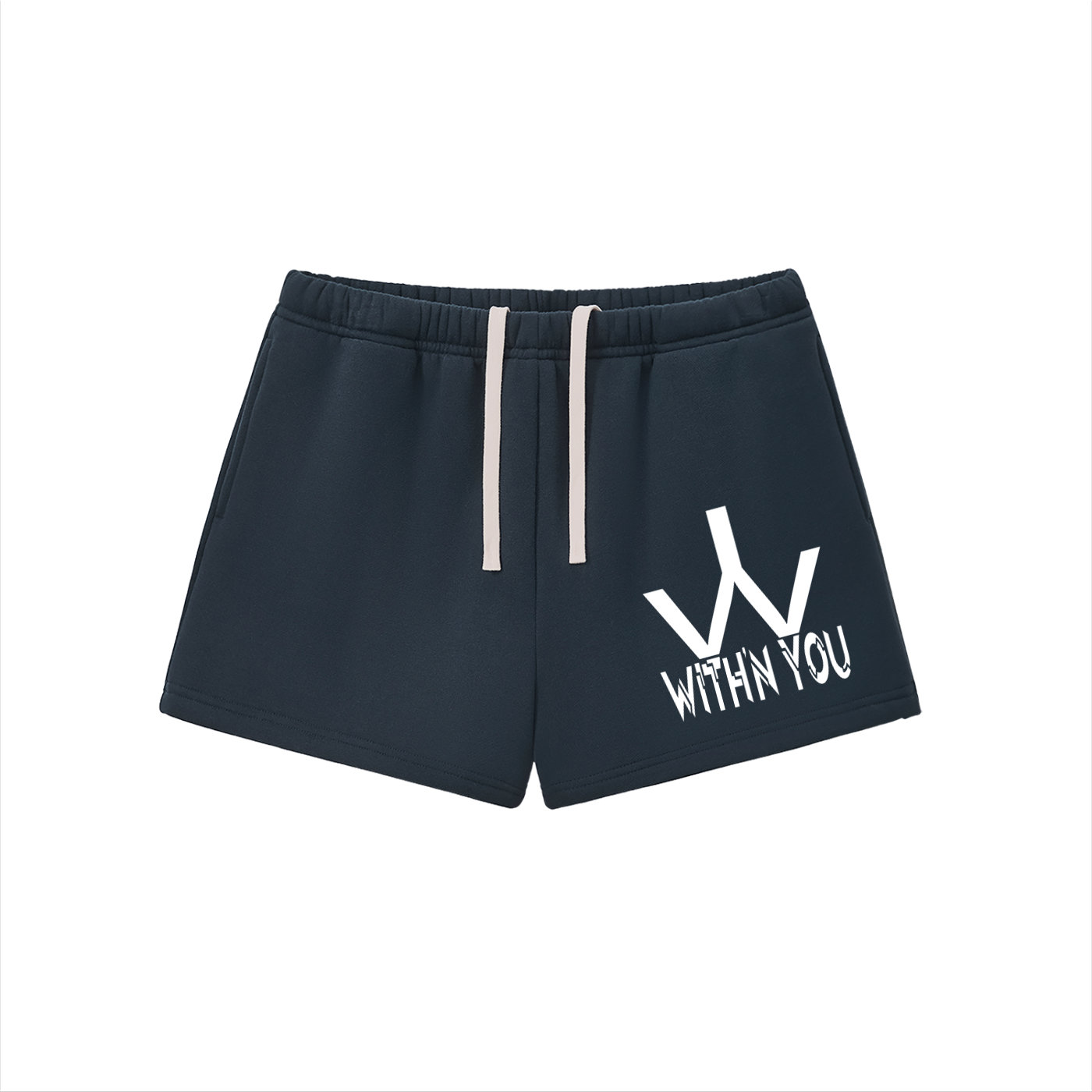 "WITH'N YOU" LOGO - WHITE - Women's Essential Fleece Drawstring Sweatshorts