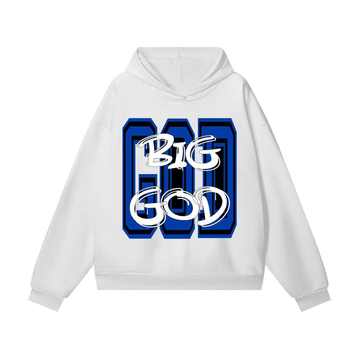 "BIG GOD" - BLUE - Heavyweight Hidden Pocket Fleece Hoodie