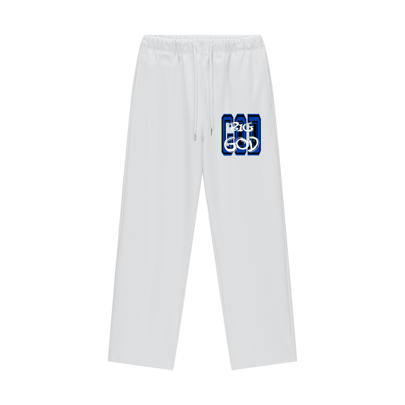 "BIG GOD" - BLUE - Heavyweight Fleece Straight Leg Pants
