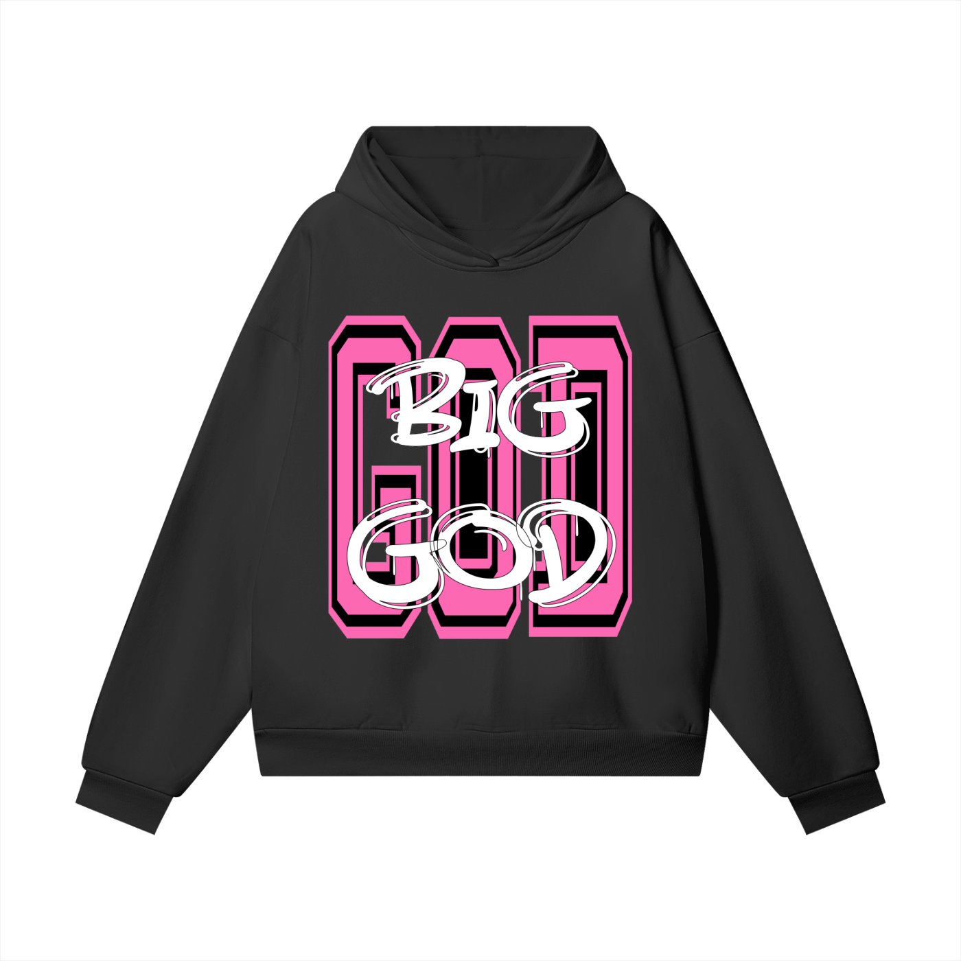 "BIG GOD" - PINK - Heavyweight Hidden Pocket Fleece Hoodie