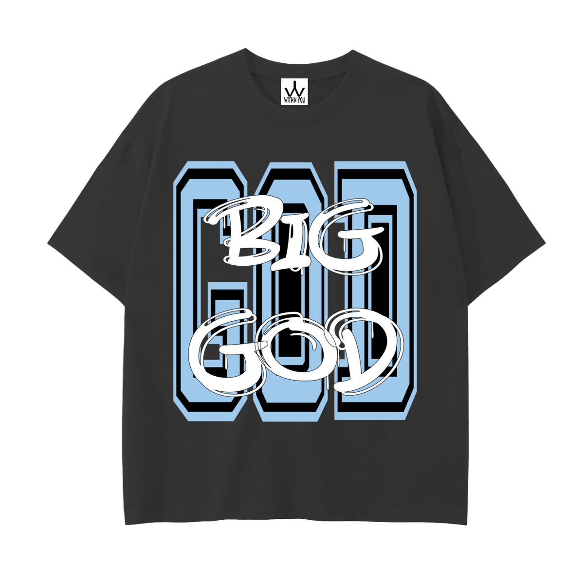 "BIG GOD" - CAROLINA BLUE - Drop Shoulder Cotton T-Shirt