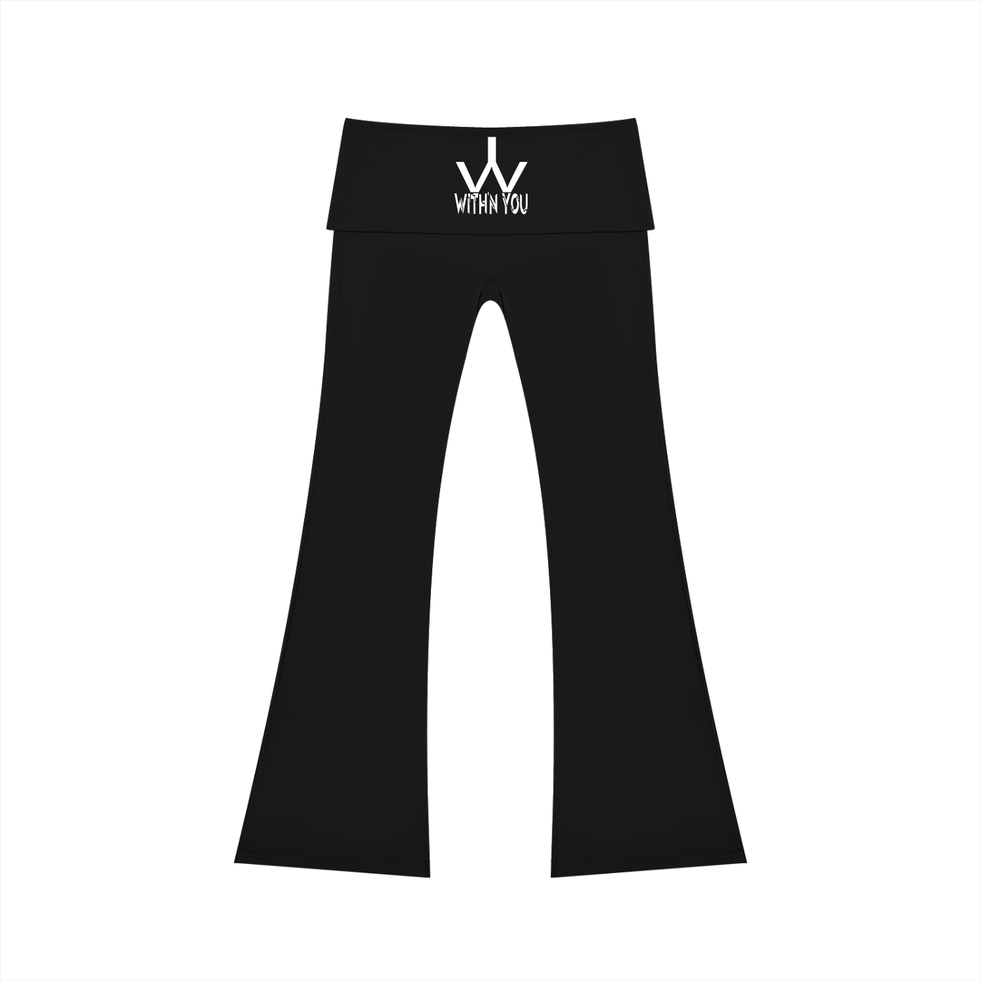 "WITH'N YOU" LOGO - WHITE - Women's High Rise Flared Yoga Pants