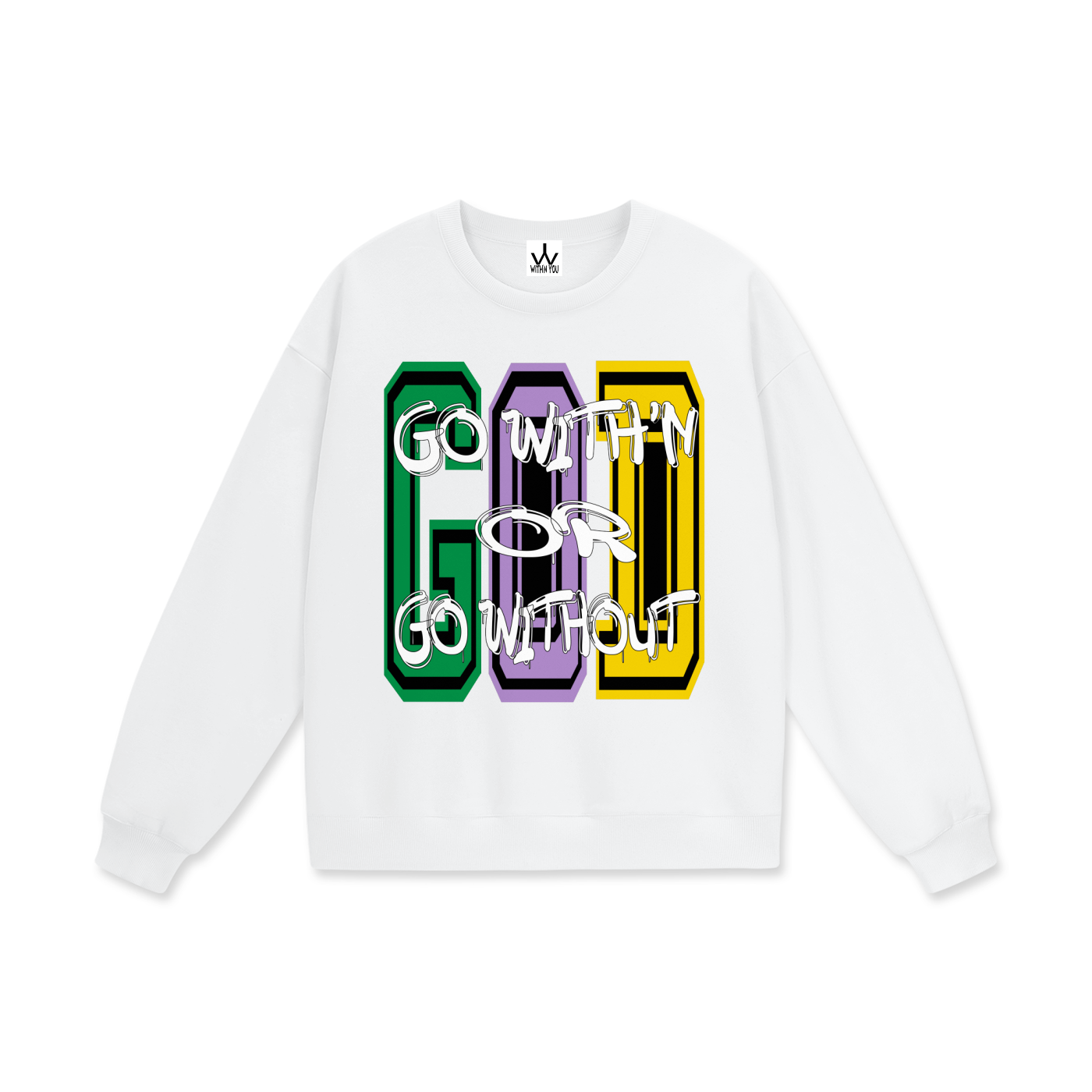 "GO WITH'N" - MARDI GRAS - Heavyweight Drop Shoulder Sweatshirt