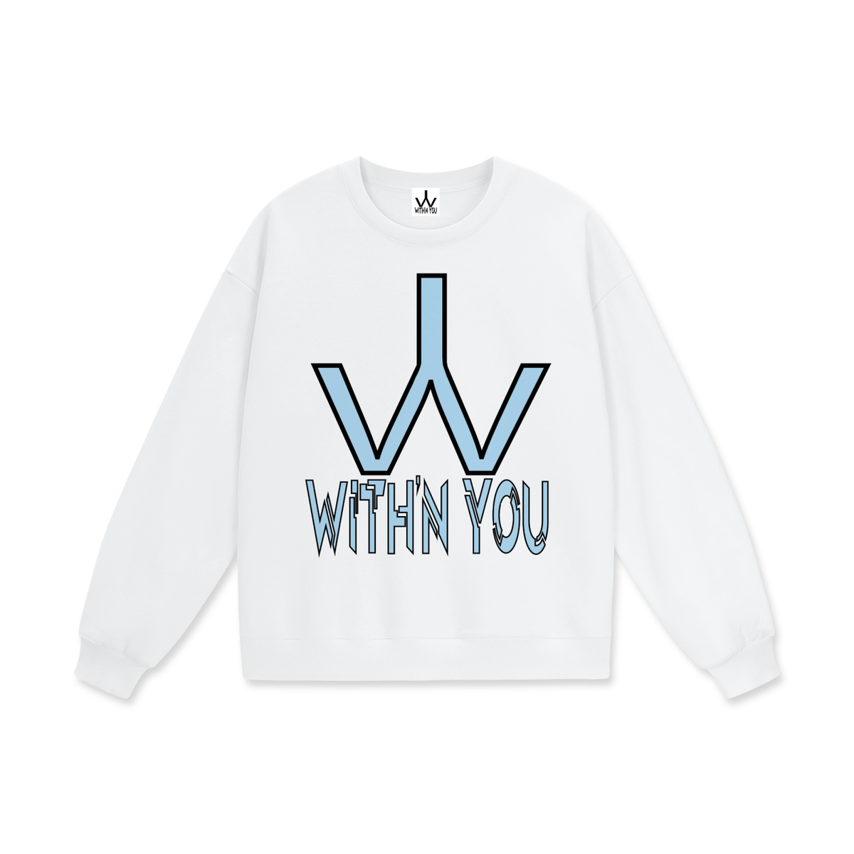 "WITH'N YOU" LOGO - BLACK/CAROLINA BLUE - Heavyweight Drop Shoulder Sweatshirt