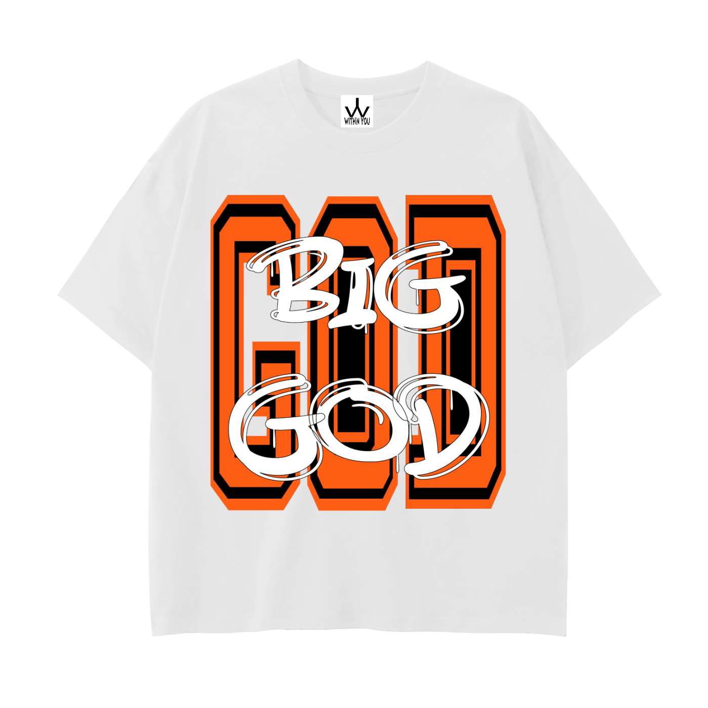 "BIG GOD" - ORANGE - Drop Shoulder Cotton T-Shirt