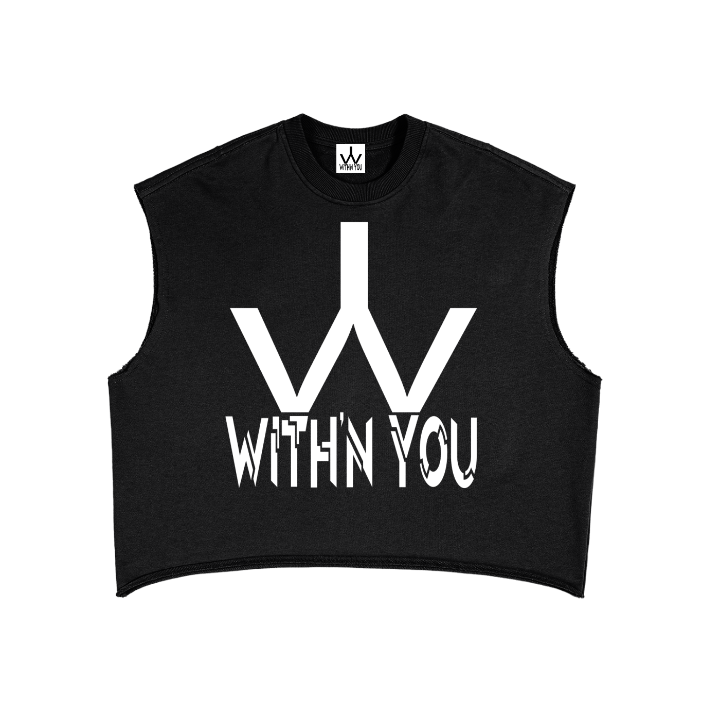"WITH'N YOU" LOGO - WHITE - French Terry Boxy Tank Top